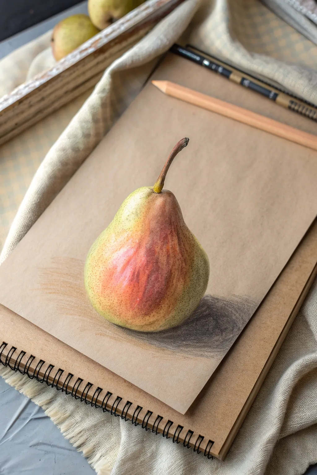 Discover the art of simplicity with this beautifully crafted pastel pear, where minimalist elegance meets natural allure.
