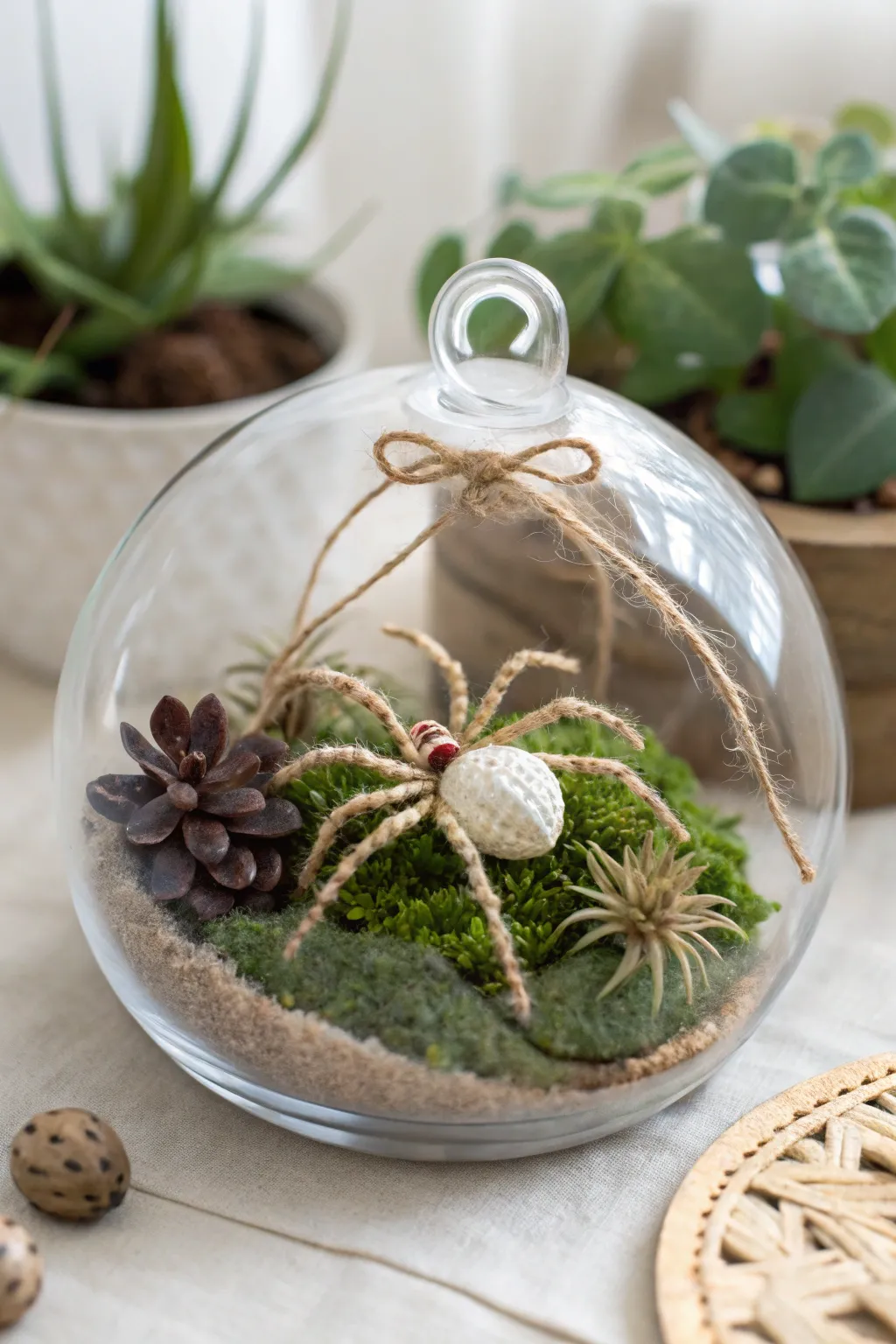Bring nature indoors with a charming miniature spider terrarium, where simplicity meets creativity.