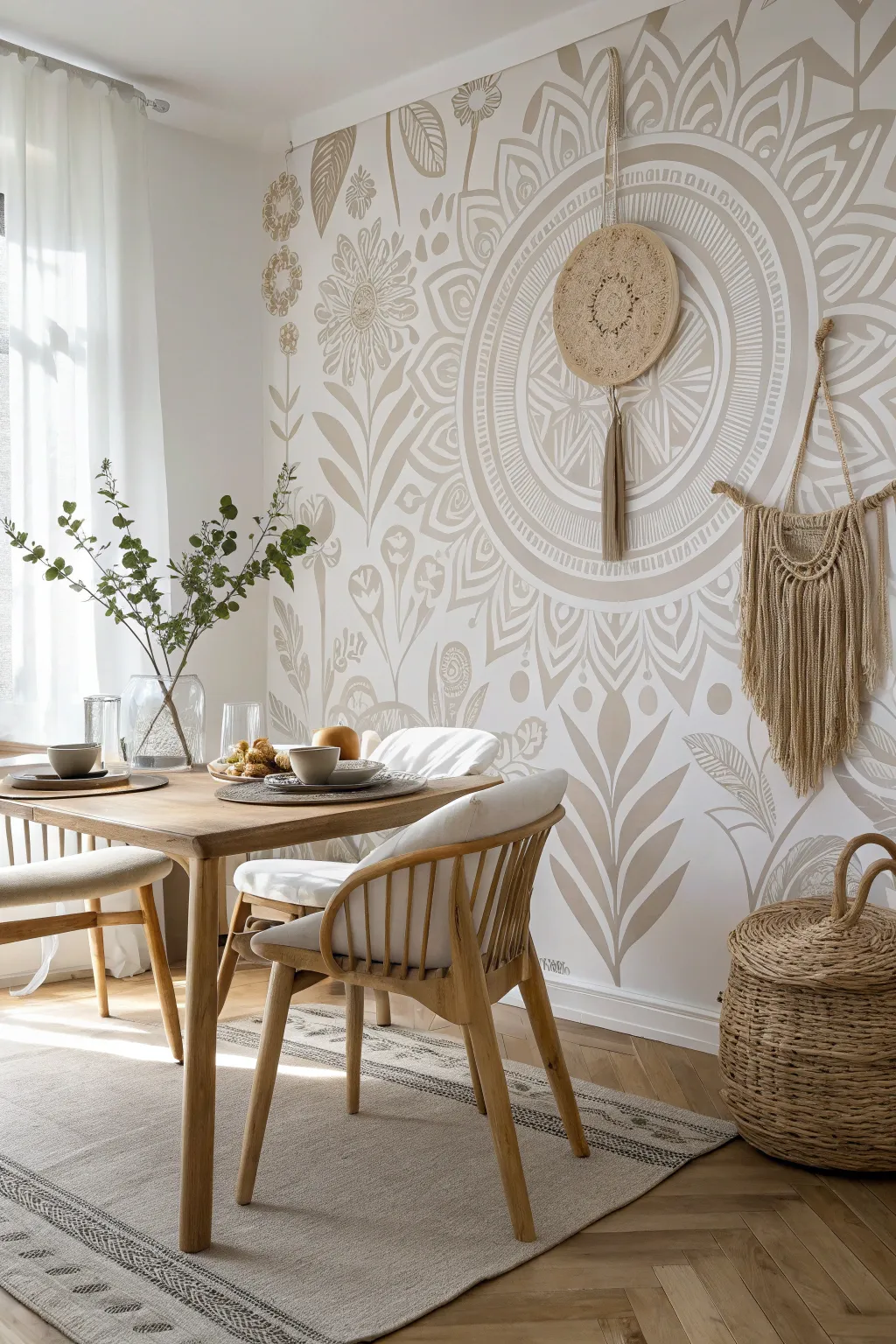 Transform your dining space into a masterpiece with stunning abstract stencils that breathe art into every meal.