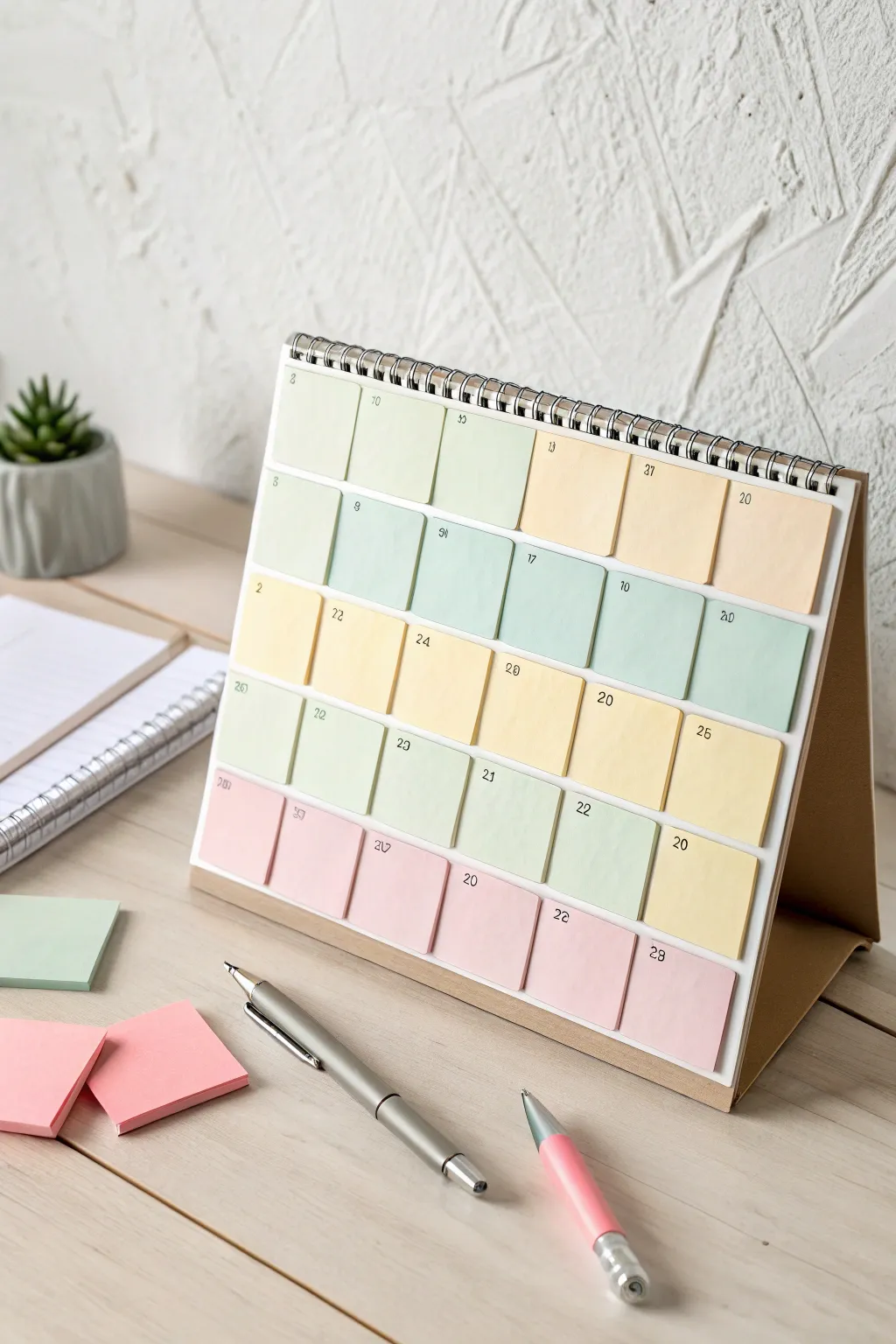 Transform your schedule with a touch of elegance – a minimalist sticky note calendar for effortless organization.