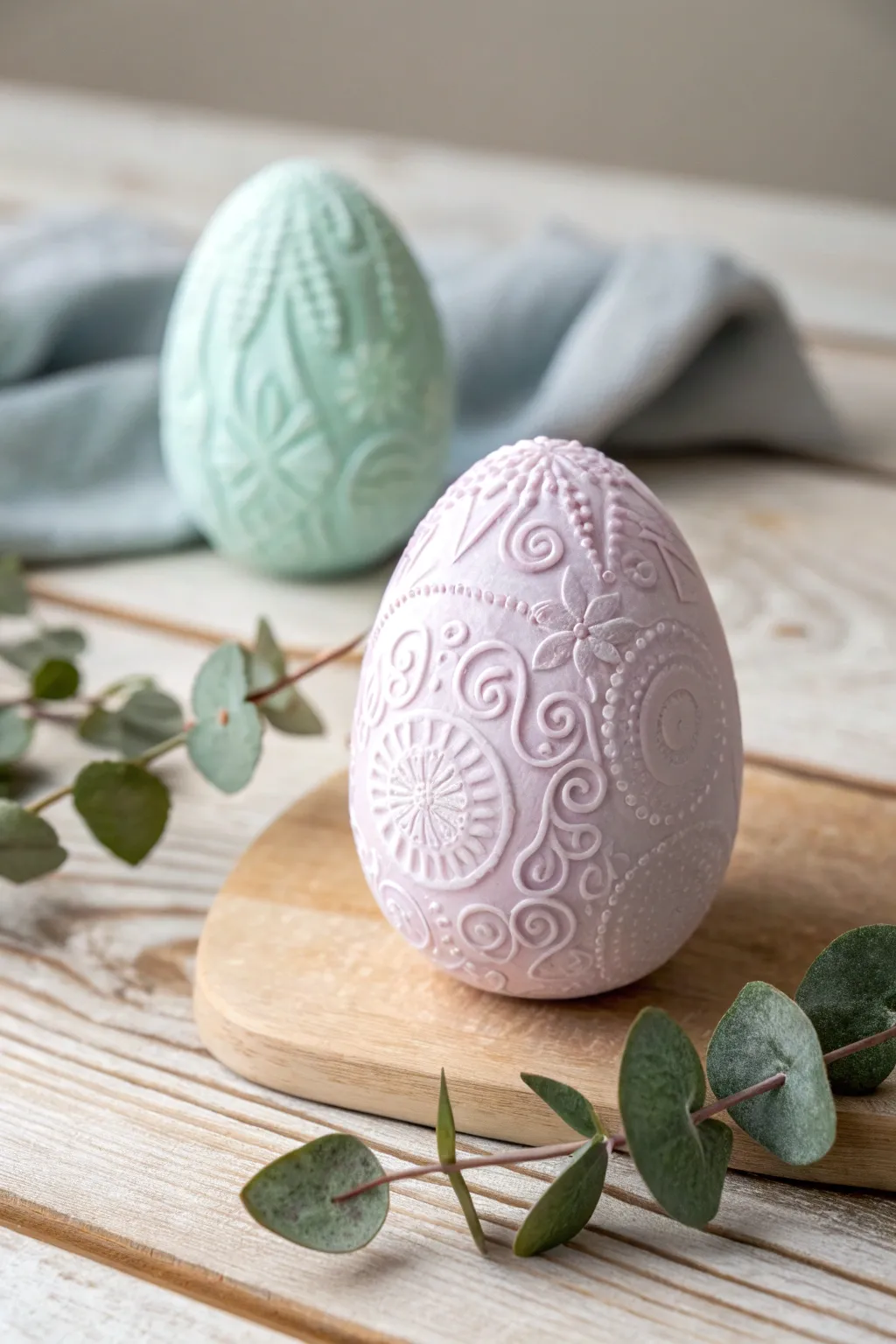 Discover the art of stamped patterns on styrofoam eggs – where simplicity meets elegance in every unique design.