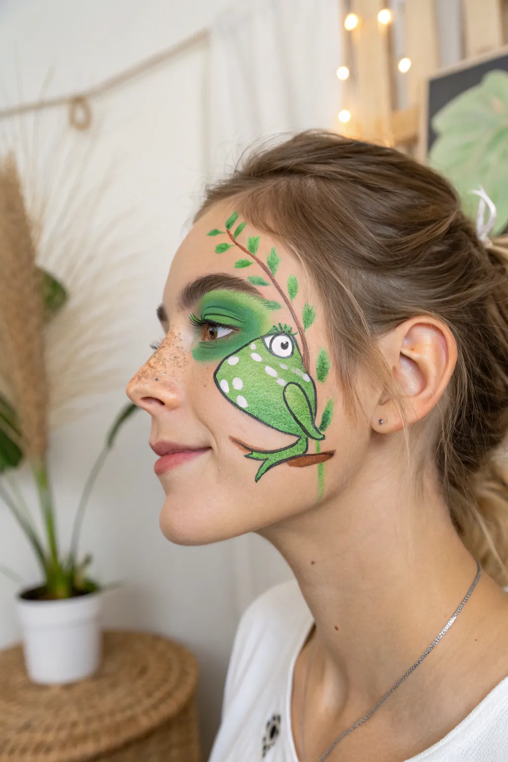 Hop into summer with this playful frog face paint!