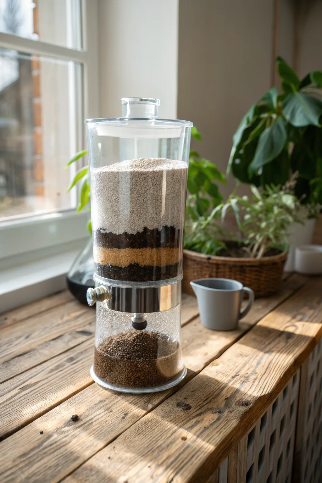 Embrace simplicity and sustainability with a homemade water filter; perfect for your garden and your style.