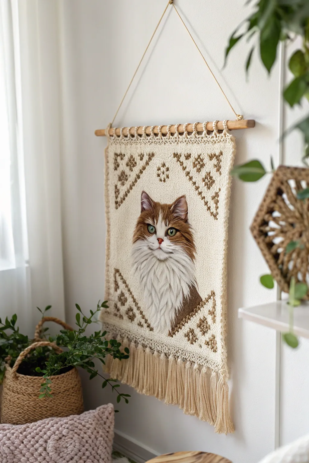 Capture your pet's essence with minimalist crochet art. 🐾✨