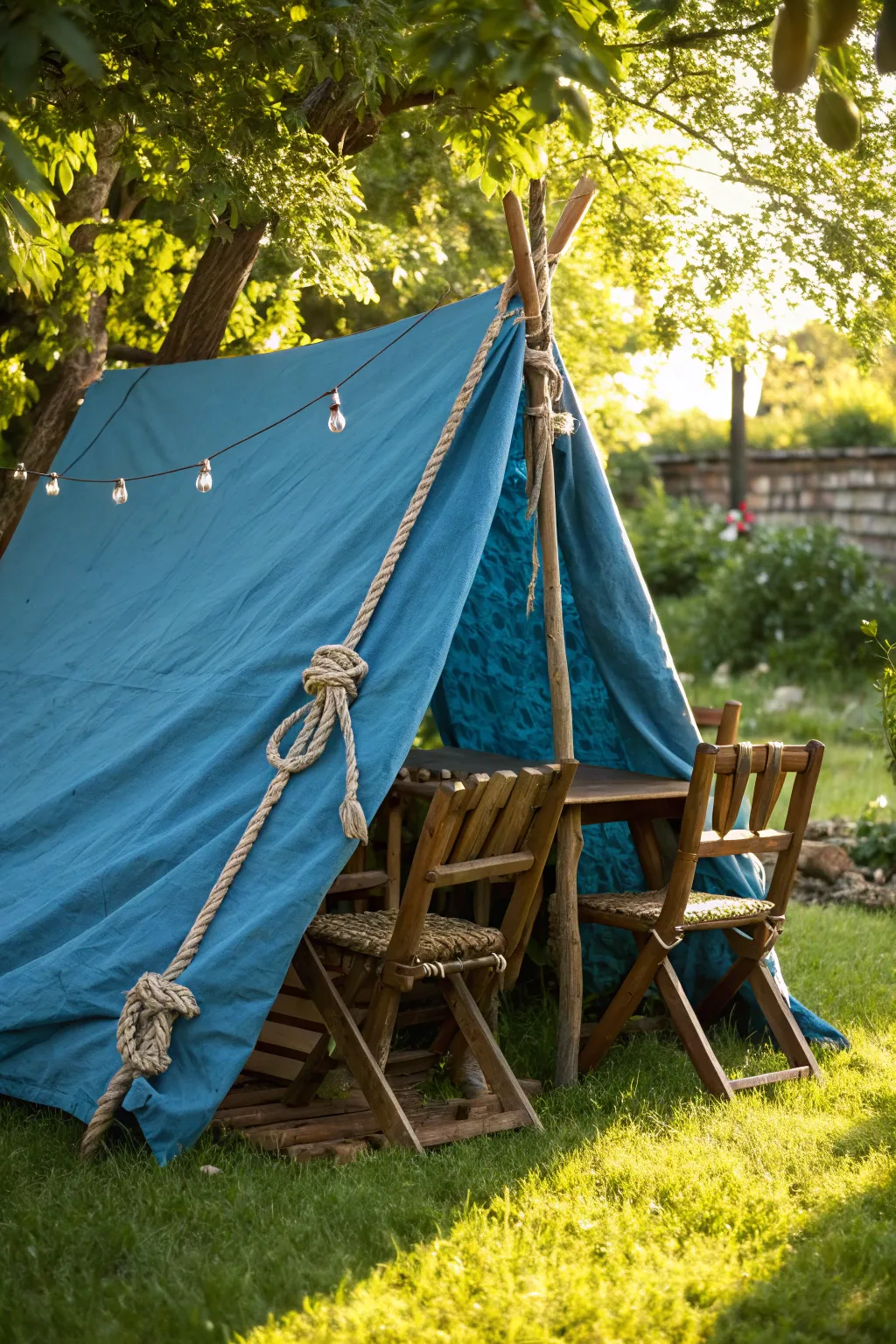 Craft your own adventure: A charming tarp fort for endless childhood imagination.