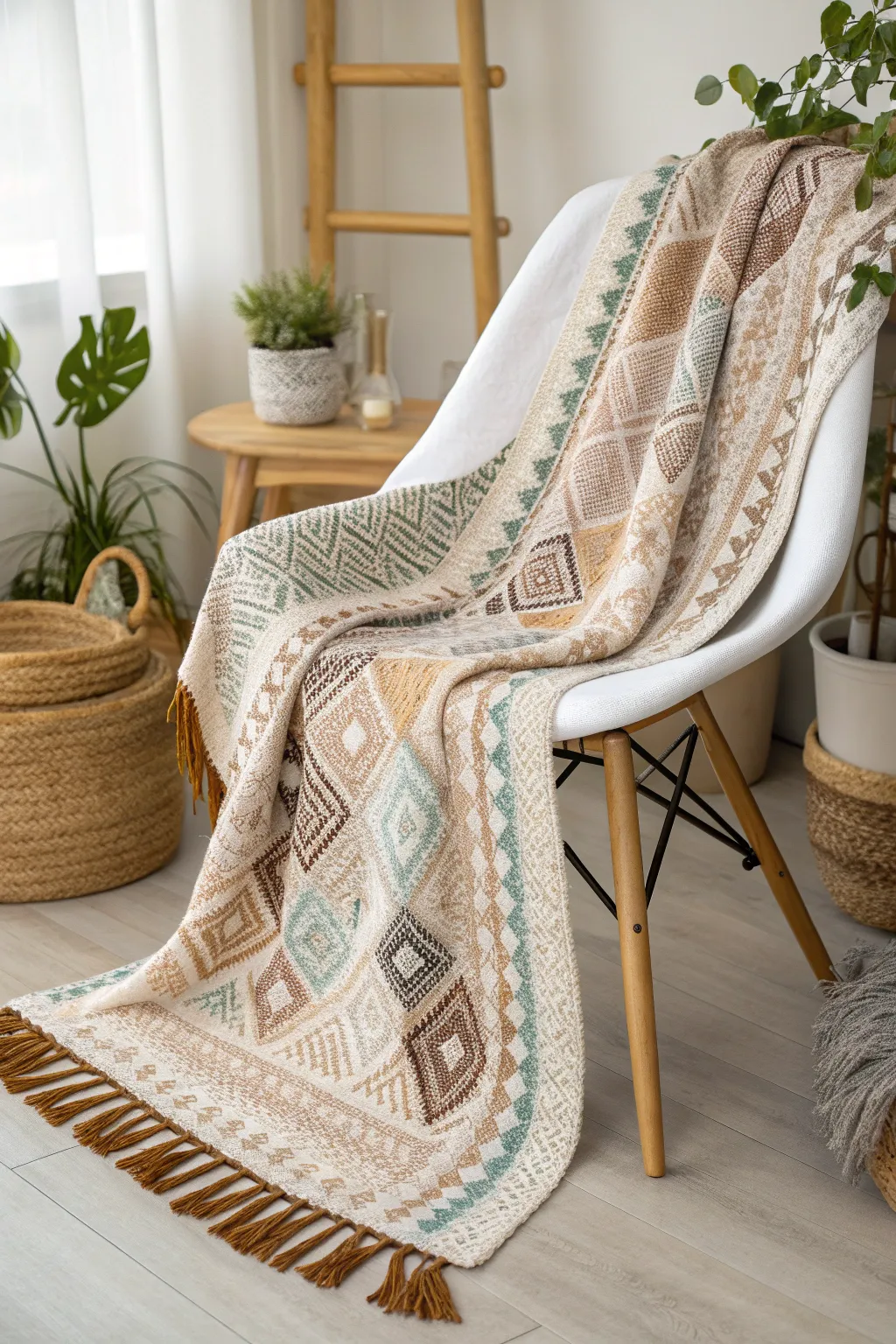 Discover the beauty of mosaic patterns in a temperature blanket that combines Scandinavian simplicity with boho flair.
