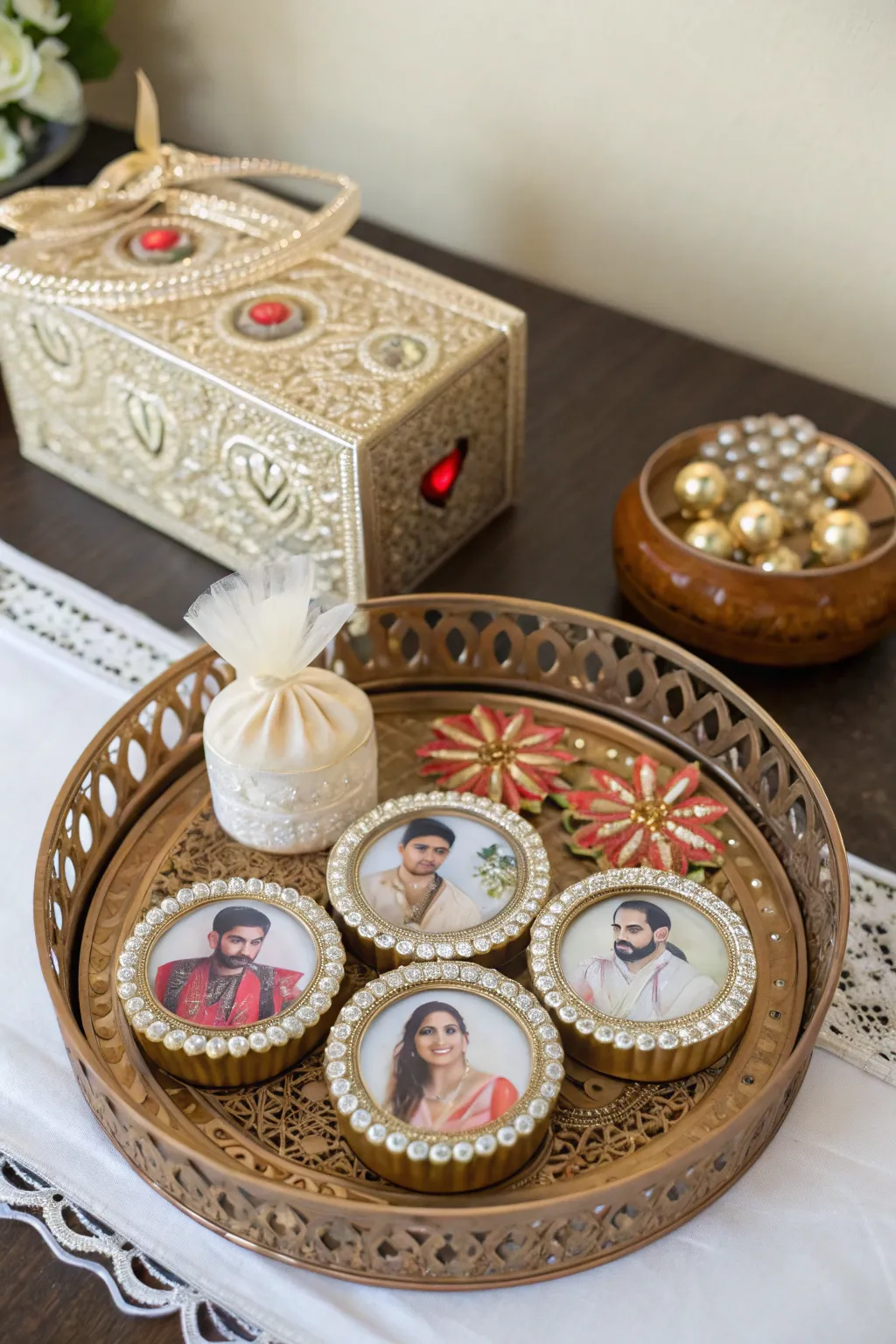 A thali with personalized elements, making it uniquely yours.