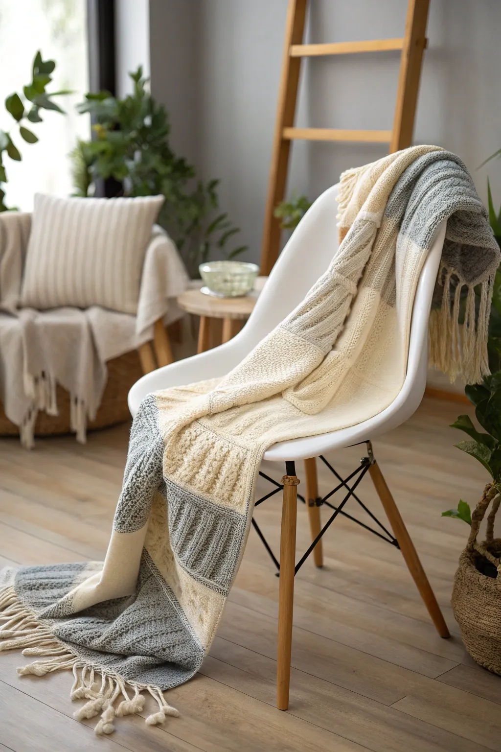 Wrap yourself in hygge warmth with this elegant tie knot blanket, perfect for cozy, rainy day reading.