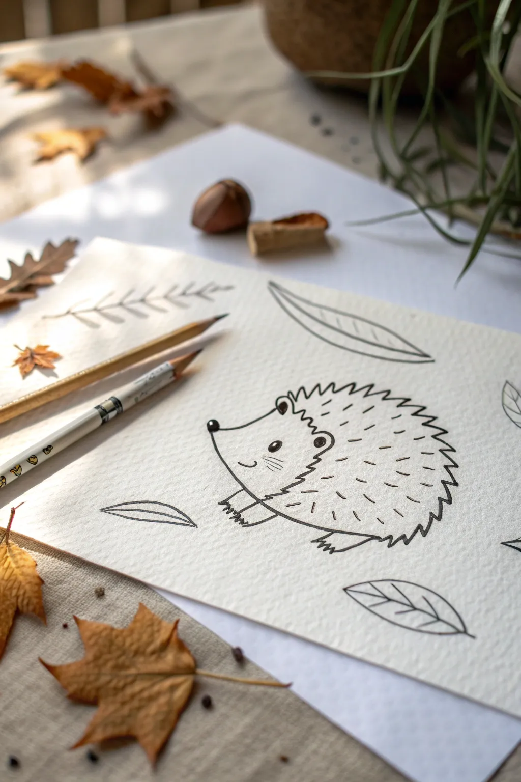 Embrace the charm of simplicity with this delightful toddler's hedgehog drawing - a perfect blend of Scandinavian minimalism and Boho beauty.