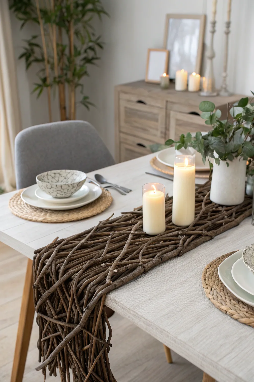 Elevate your dining experience with a touch of nature—this twig table runner is the perfect blend of simplicity and elegance.