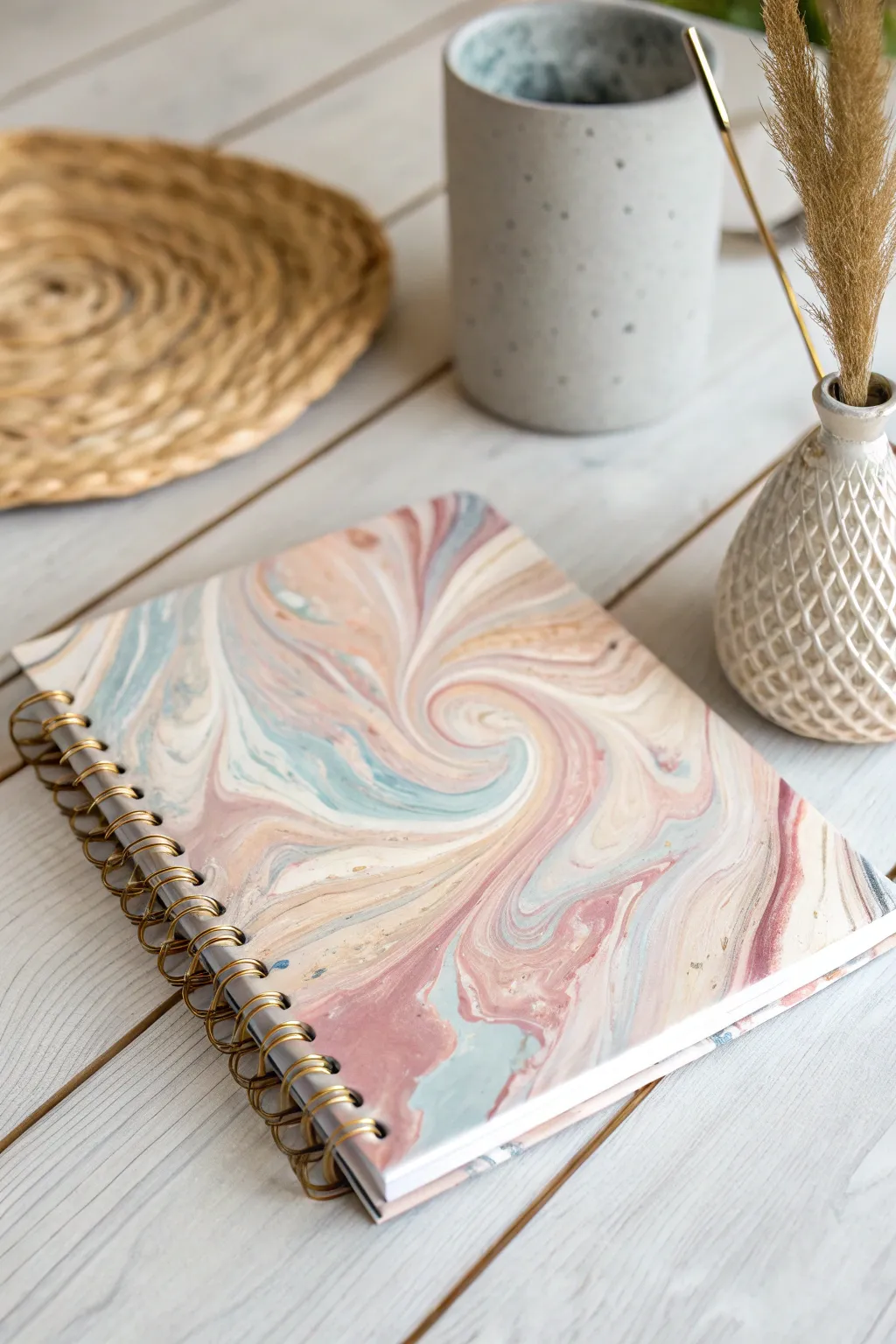 Elevate your gift-giving with a marbled masterpiece - a notebook that's as unique as your love.