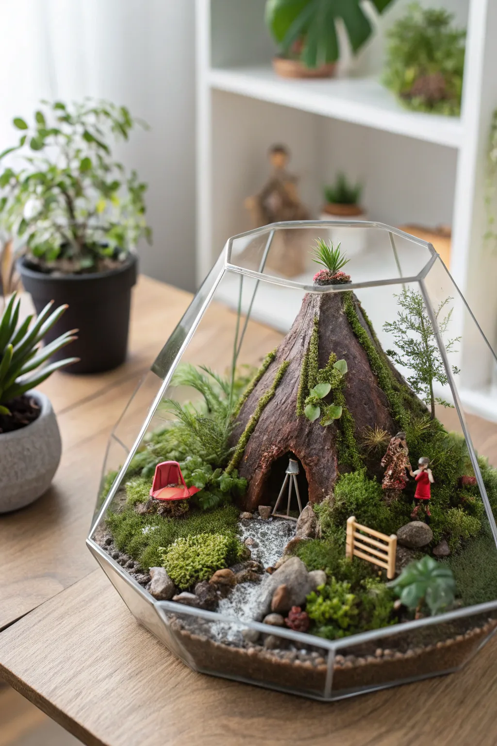 Bring nature indoors with a stunning volcano-themed terrarium that captures the beauty of simplicity and craftsmanship.
