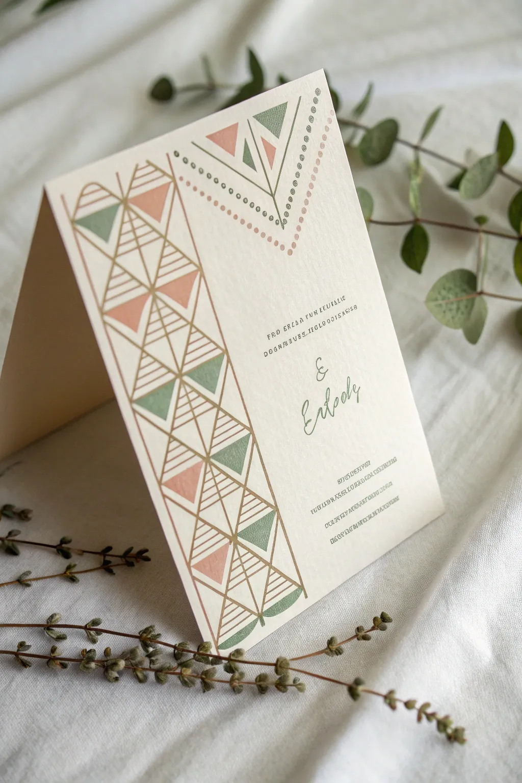 Embrace the elegance of geometry with this stunning wedding card design. #GeometricDelight #WeddingInspiration