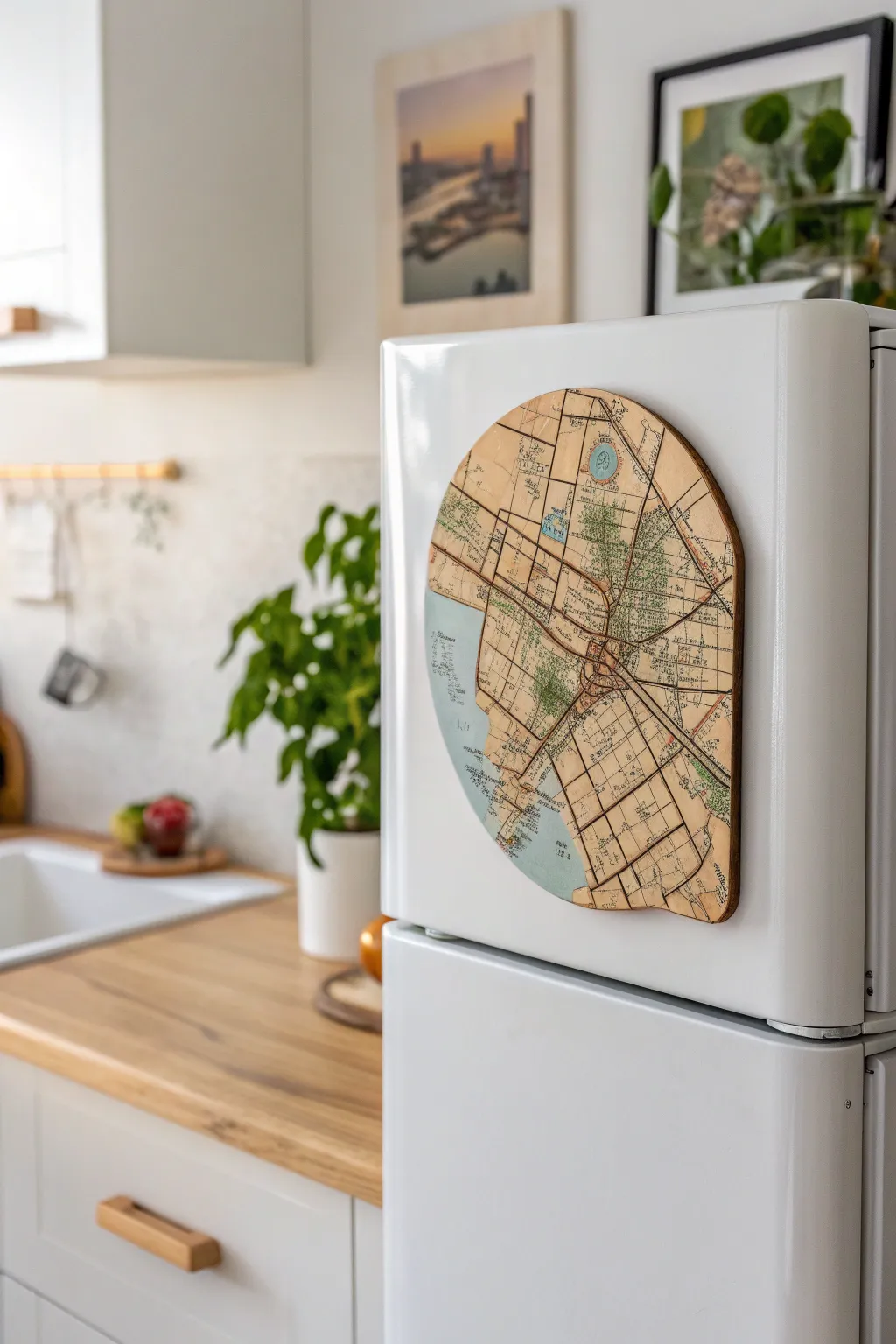 Capture memories with vintage map magnets – a perfect blend of nostalgia and style for your home.