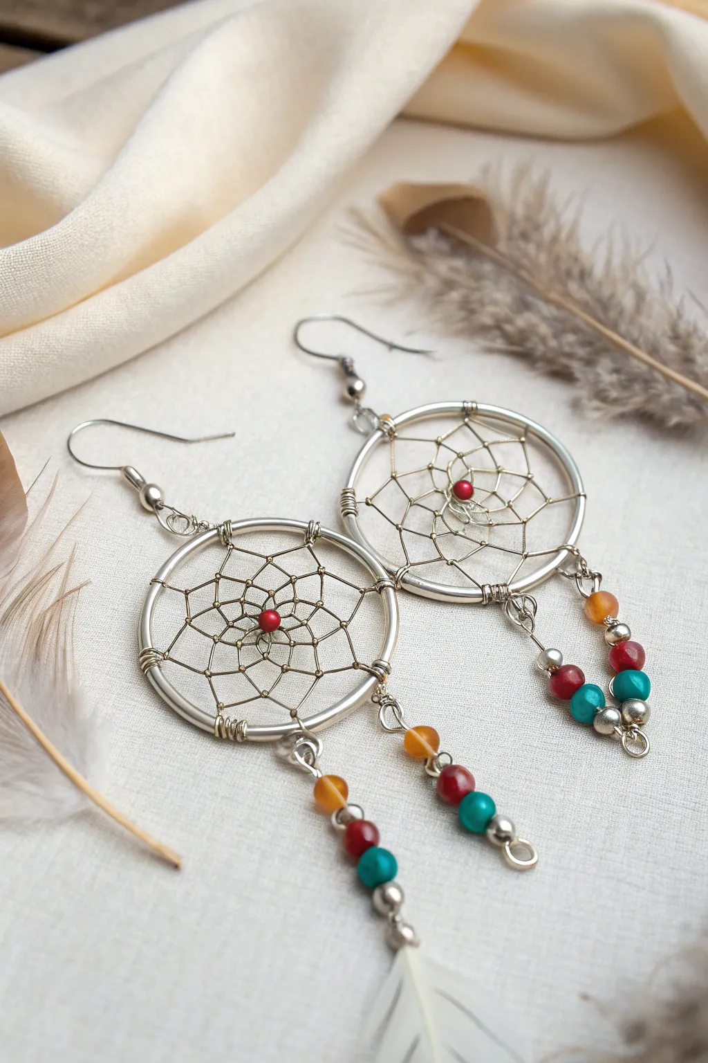 Embrace boho chic with dreamcatcher-inspired earrings that weave simplicity and whimsy together.