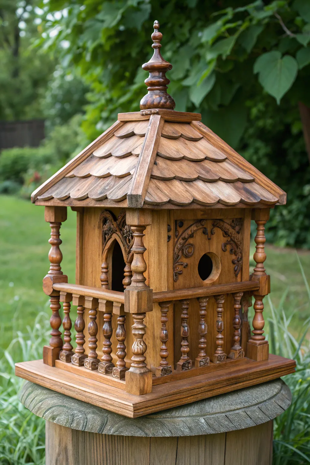 Invite nature's melody with this charming spindle birdhouse—where craftsmanship meets whimsy.