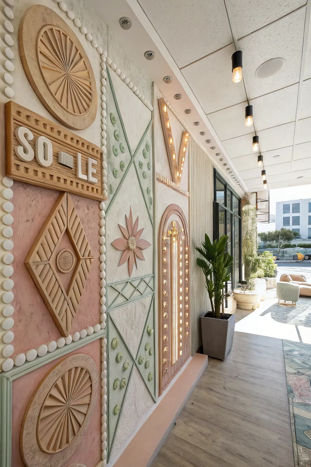 Bring a touch of retro charm into your space with this vintage-inspired clay mural masterpiece!