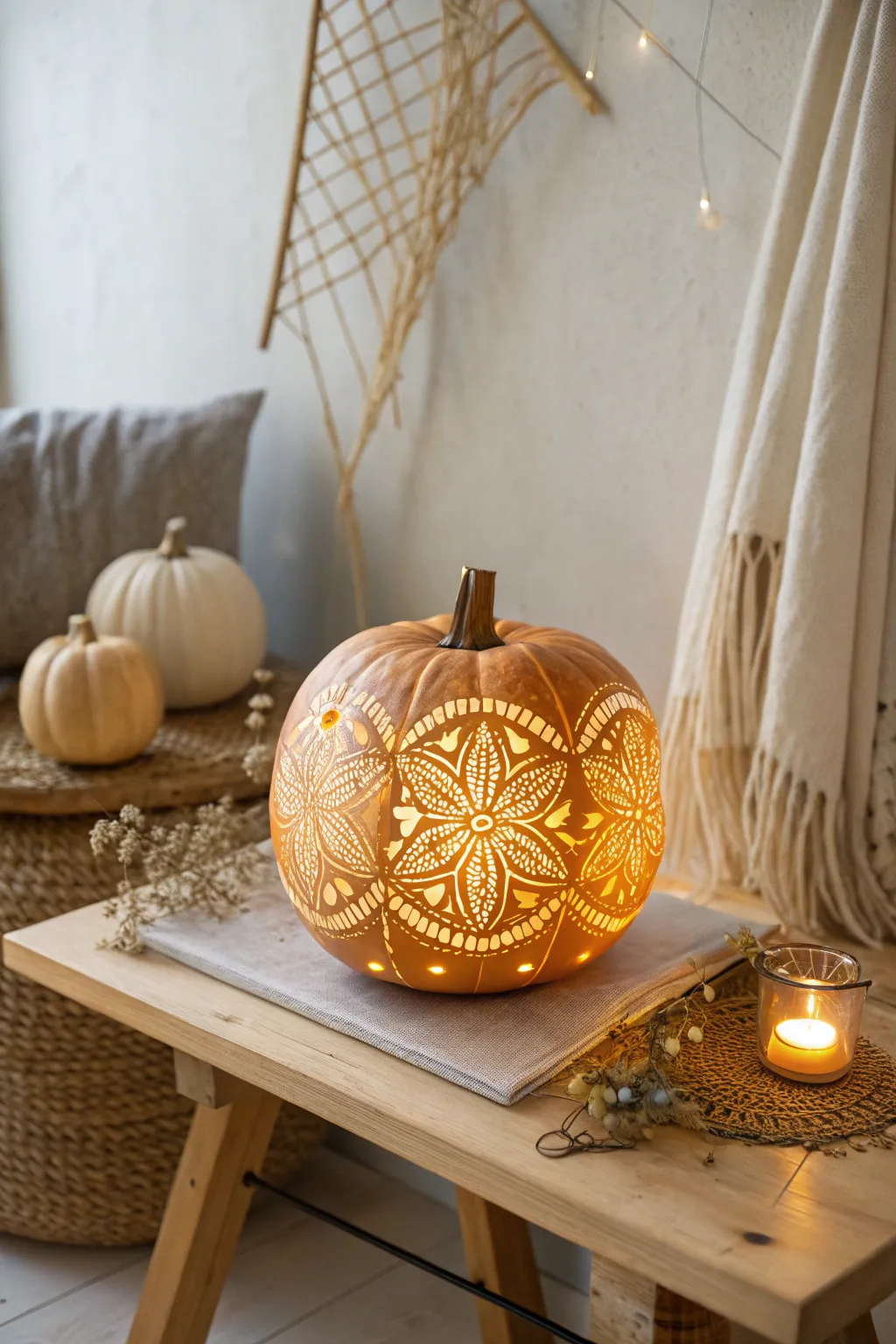 Transform your pumpkin into a glowing masterpiece with intricate illuminated patterns.