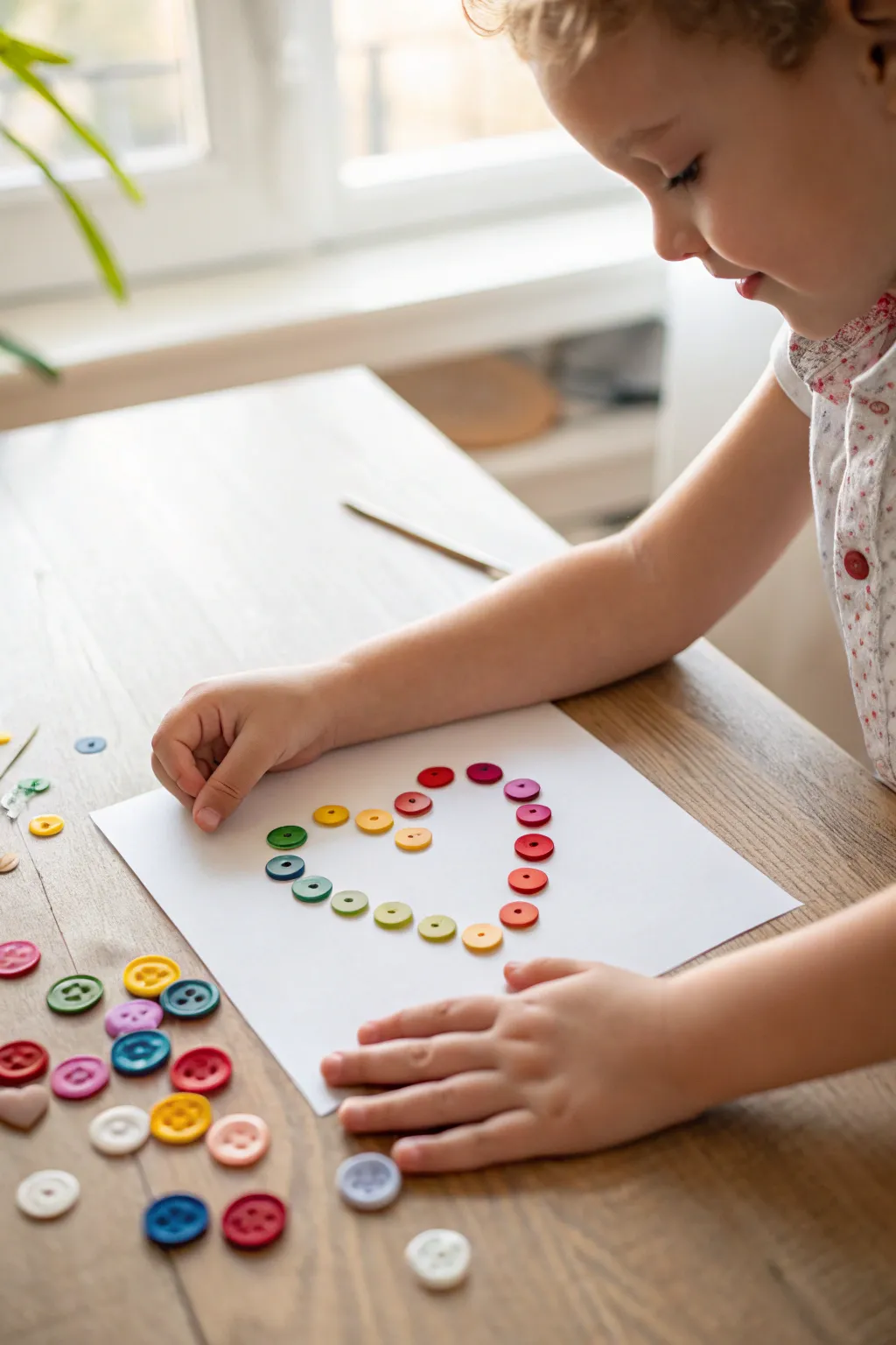 Crafting joy with a sprinkle of button magic! ✨❤️ #ButtonArt #KidsCrafts #ScandiBoho