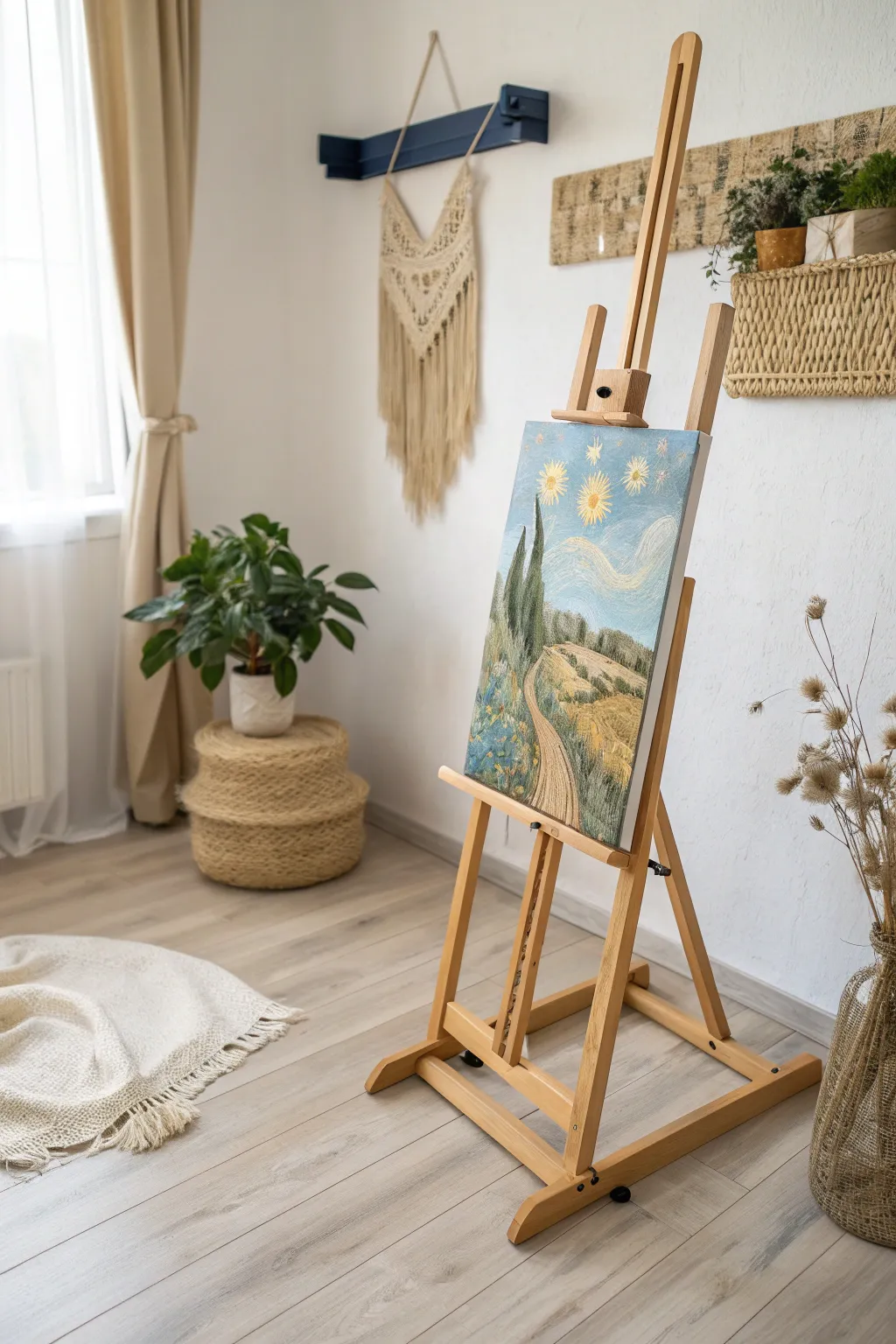 Rediscover the classics with a modern twist: Embrace the beauty of artist-inspired reproductions in a minimalist setting.