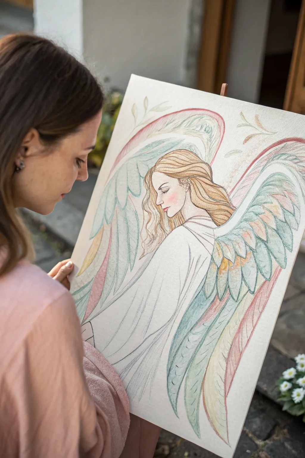 Embrace the ethereal with this abstract angel, where simplicity meets artistic craftsmanship.