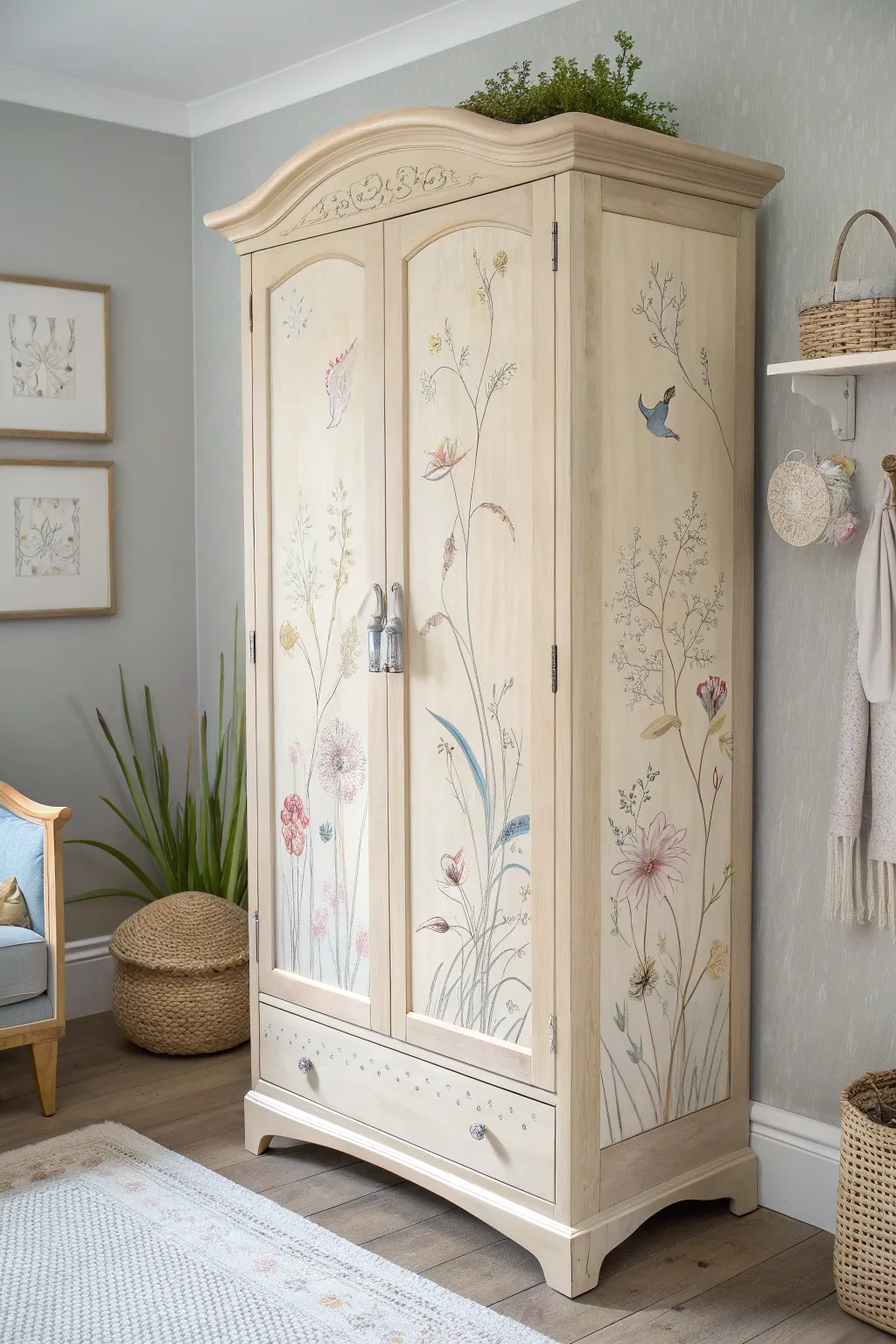 Transform your space with a touch of whimsy and craftsmanship. 🌿✨ #ArmoireMakeover #BohoScandi