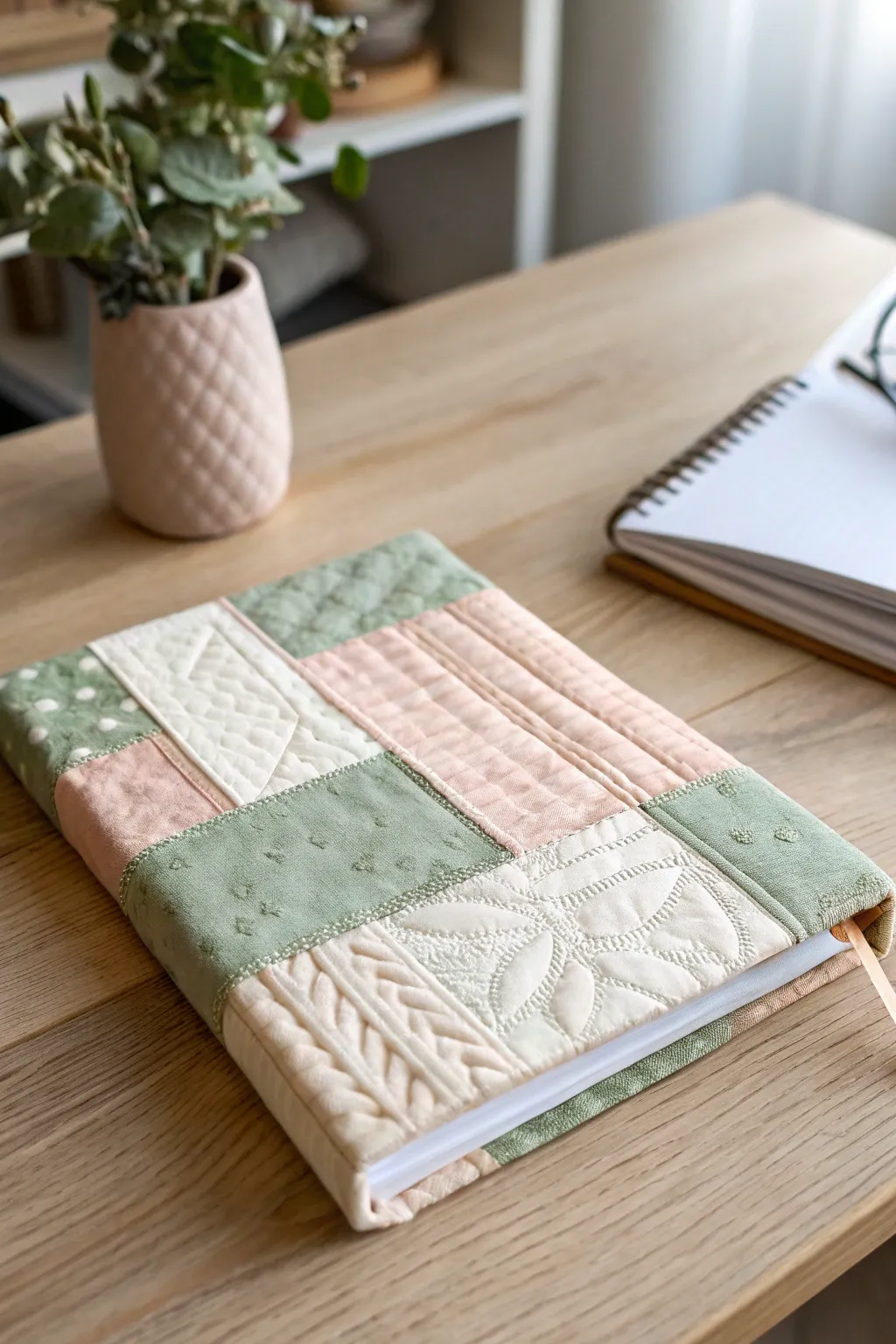 Cozy Creativity: Transform your art journal with a quilt-like touch of textured fabric.