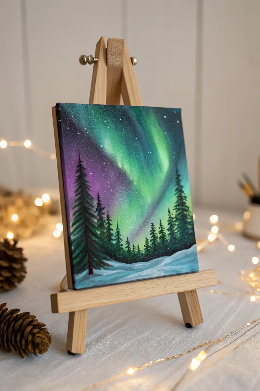 Capture the magic of the aurora with reflective surface techniques for a stunning, luminous finish. ✨🎨 #MinimalistArt #BohoChic