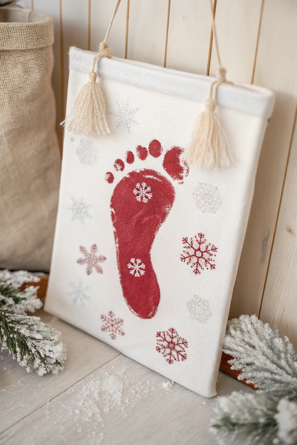 Transform tiny footprints into cherished holiday stockings, adding a touch of handcrafted charm to your festive decor.