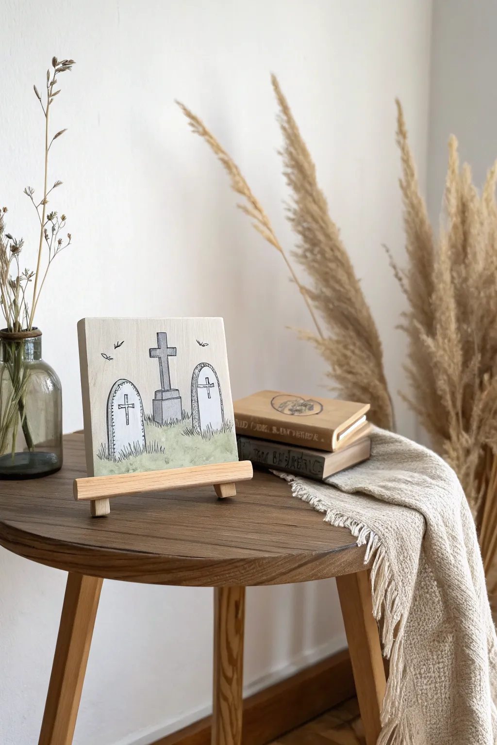 Embrace the charm of Halloween with a touch of Scandinavian minimalism: Tiny Tombstone Art.