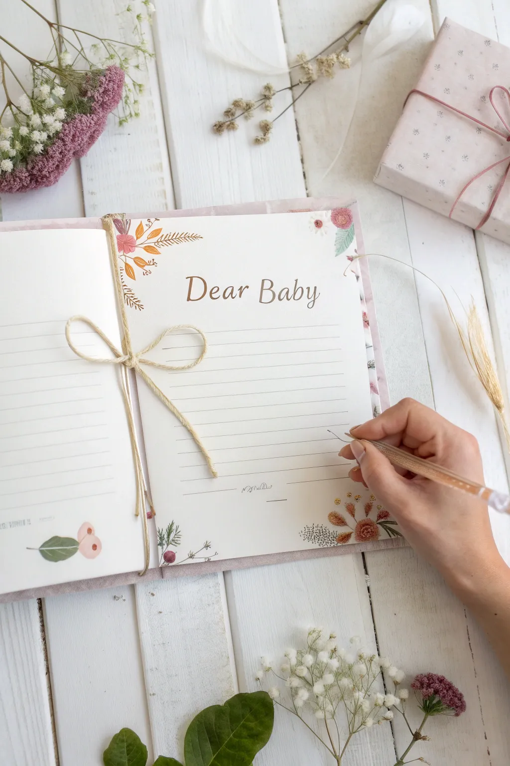Capture heartfelt memories with a touch of minimalist elegance in your baby's scrapbook.