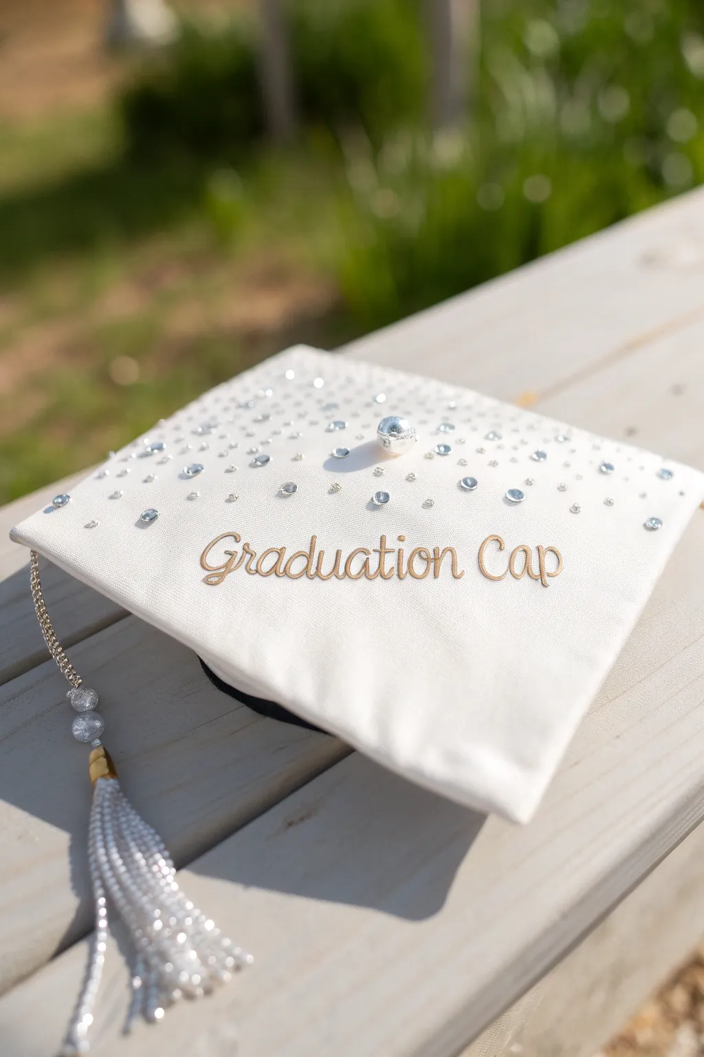 Add a sparkle to your graduation with a cap that speaks volumes in style and humor.