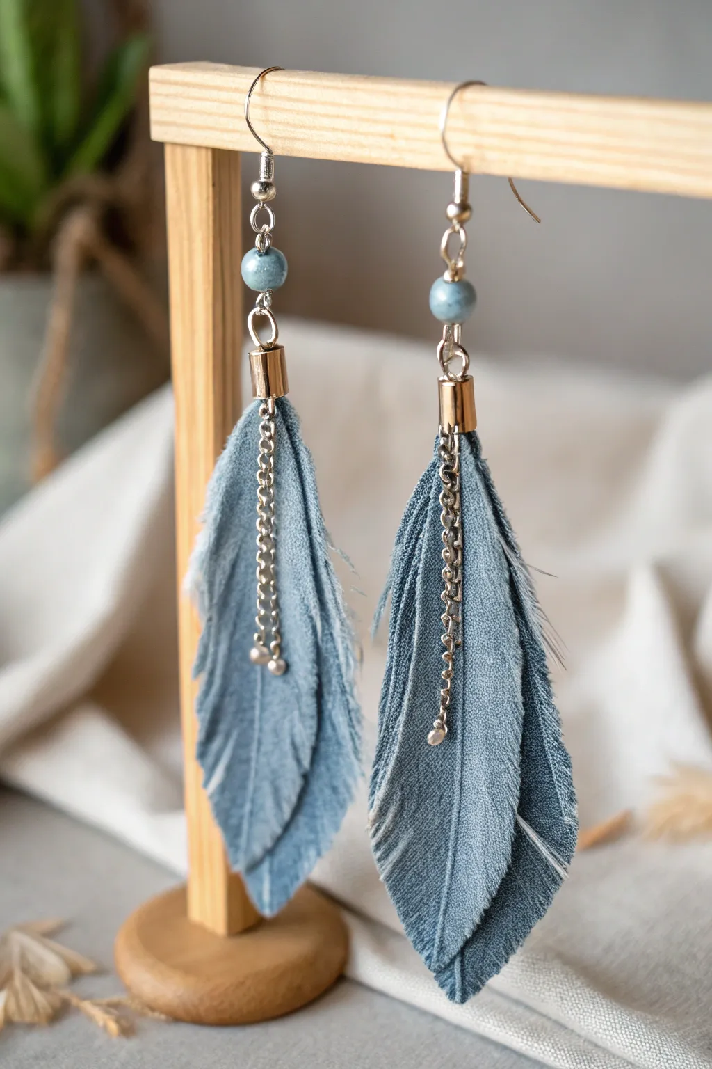 Transform old denim into chic, sustainable earrings for a unique DIY gift.