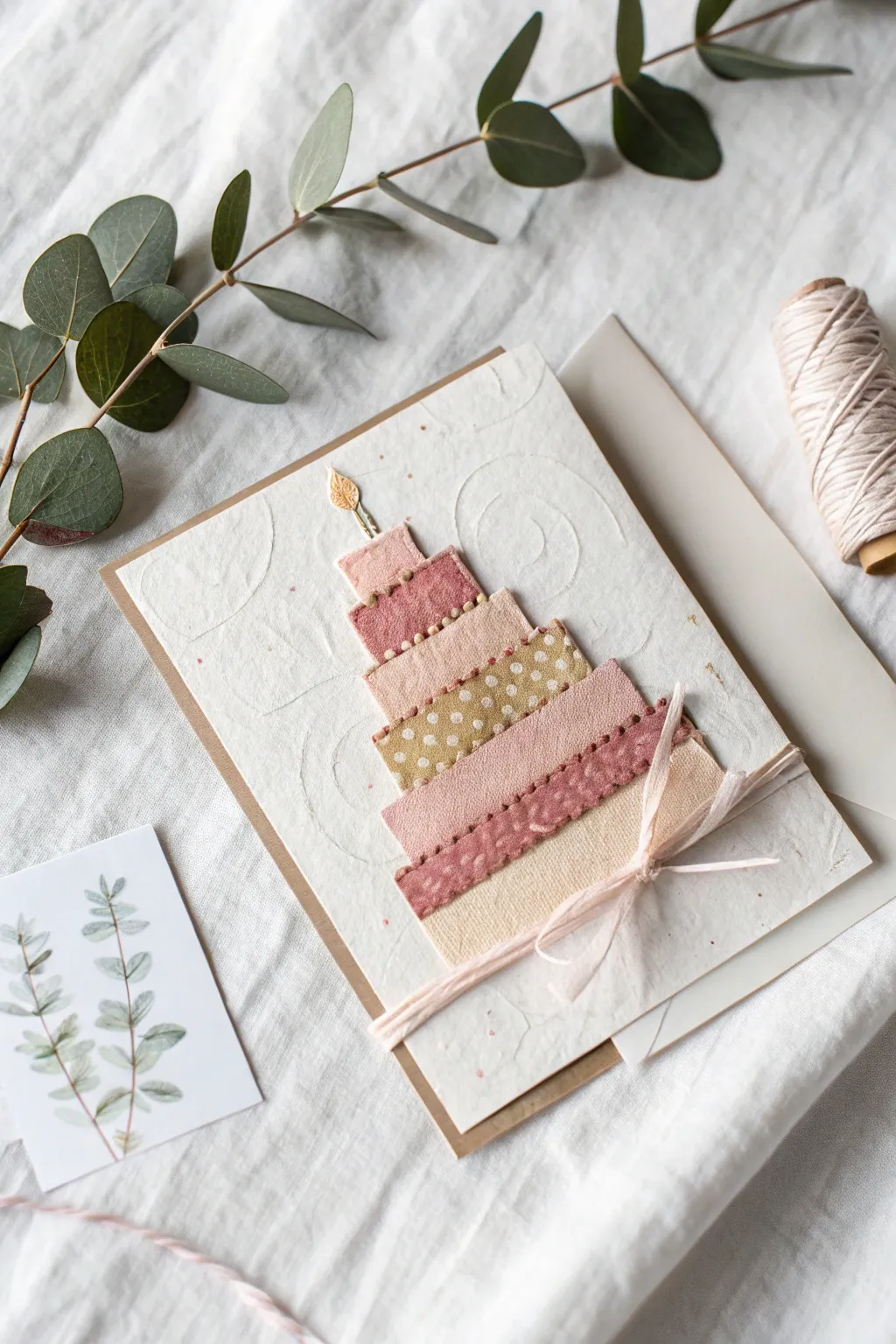 Elevate your birthday greetings with a touch of fabric artistry.