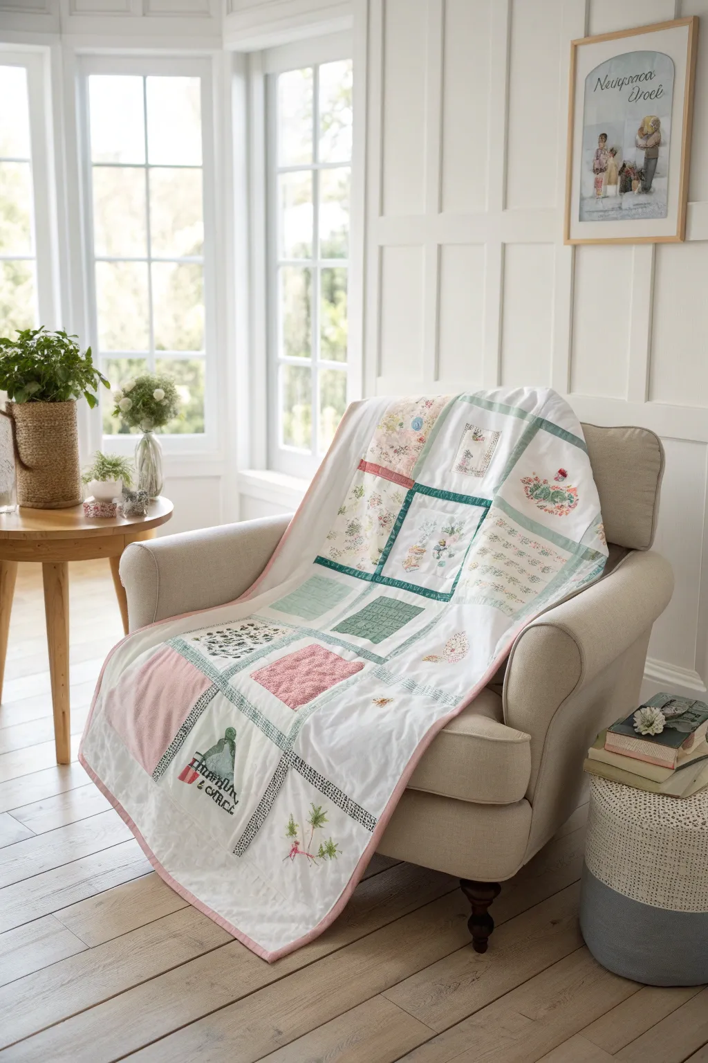 Wrap your mom in cherished memories with a handcrafted quilt made from family fabrics.