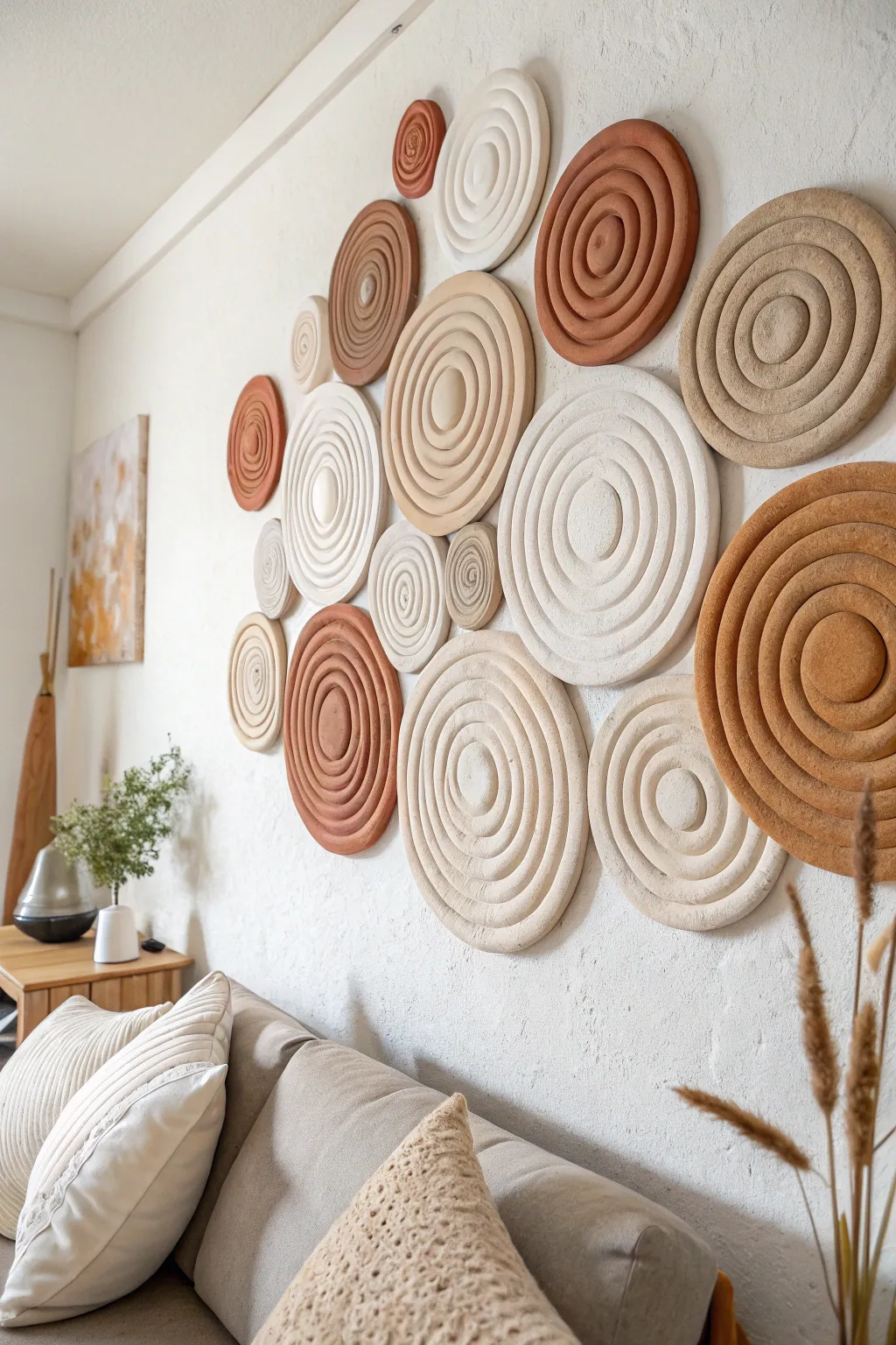 Elevate your space with layered clay circles—where minimalist design meets Boho charm.
