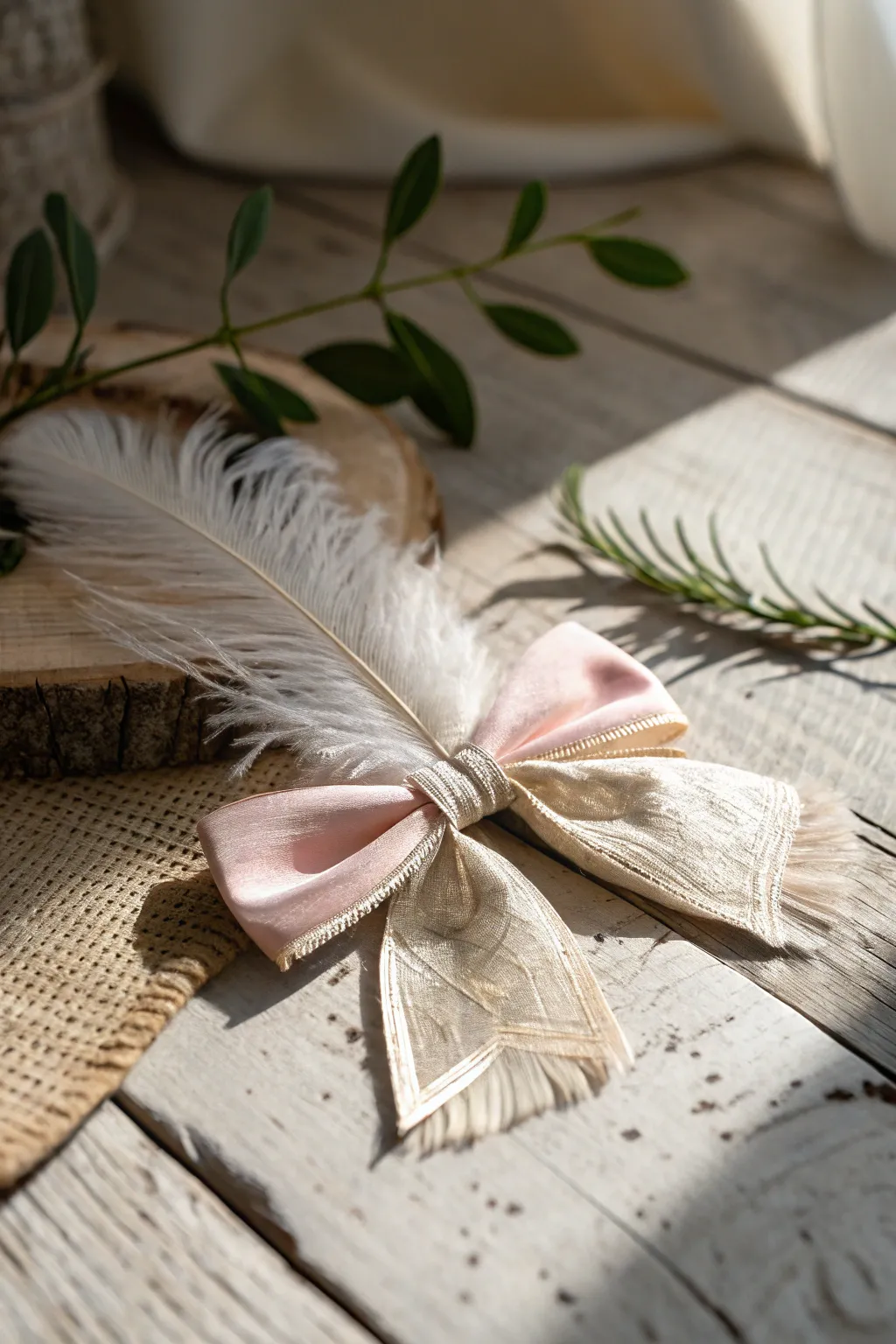 Elevate your style with the whimsical elegance of a feather bow.