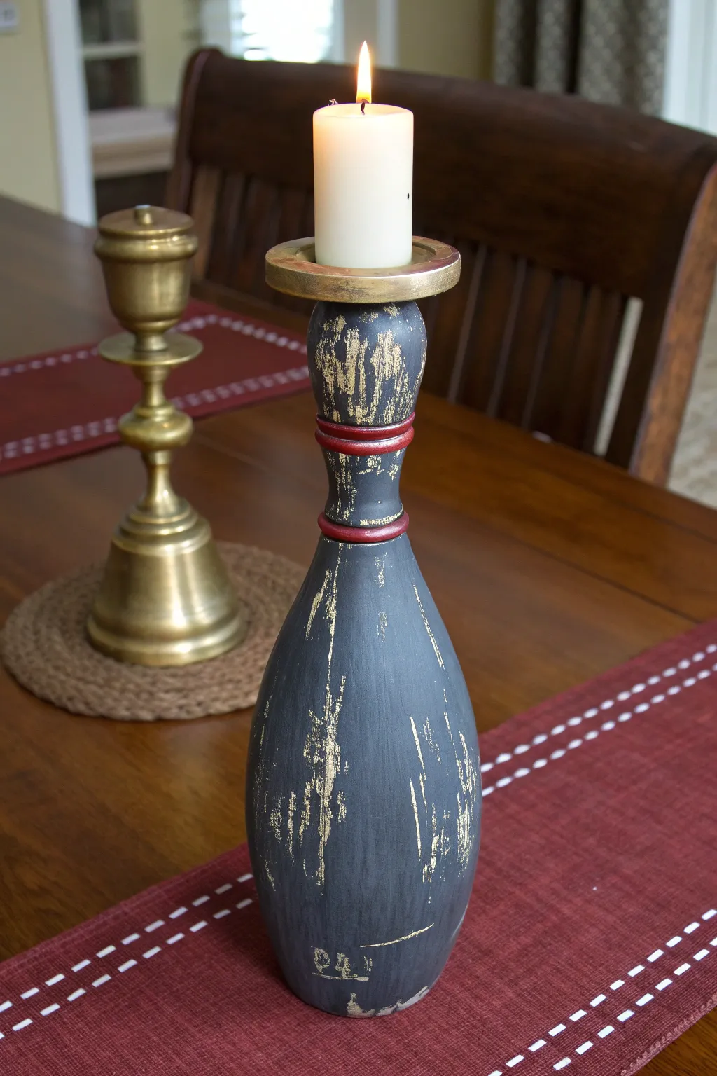 Elevate your space with a handcrafted rustic candle holder.