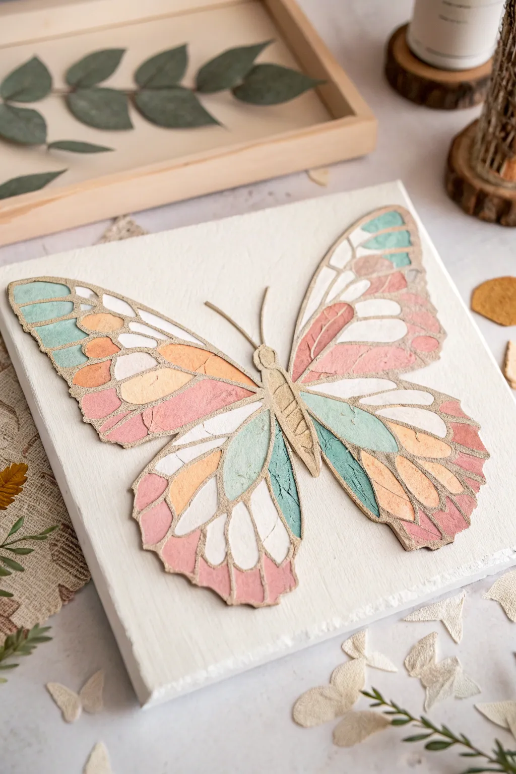 Embrace the beauty of nature with this enchanting paper butterfly collage—a harmonious blend of art and craft.