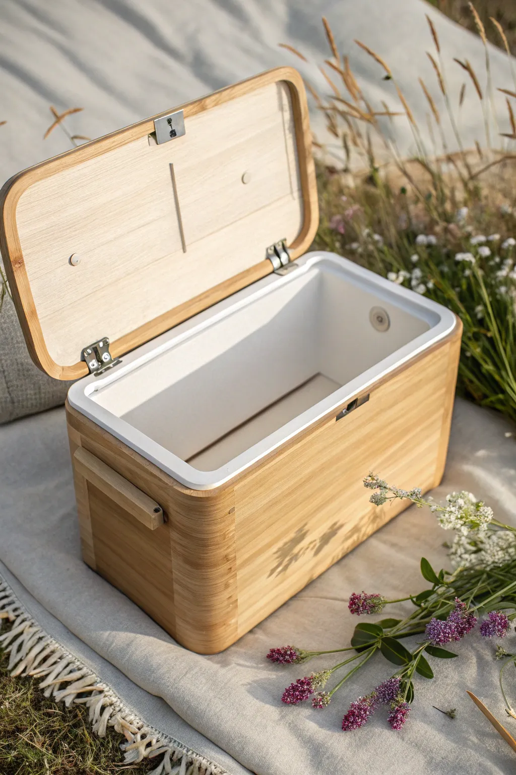 Stay cool on your adventures with a stylishly minimalist camp box! #ScandiBoho #CampingEssentials