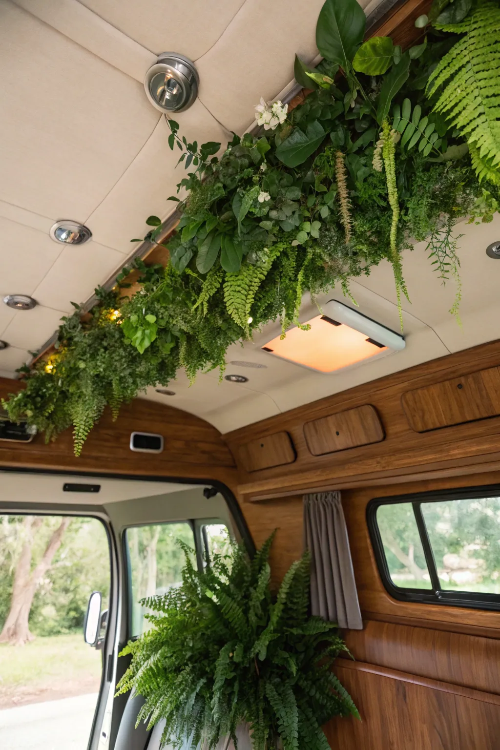 Transform your campervan into a green oasis with a lush living ceiling—embrace the beauty of nature on the go!
