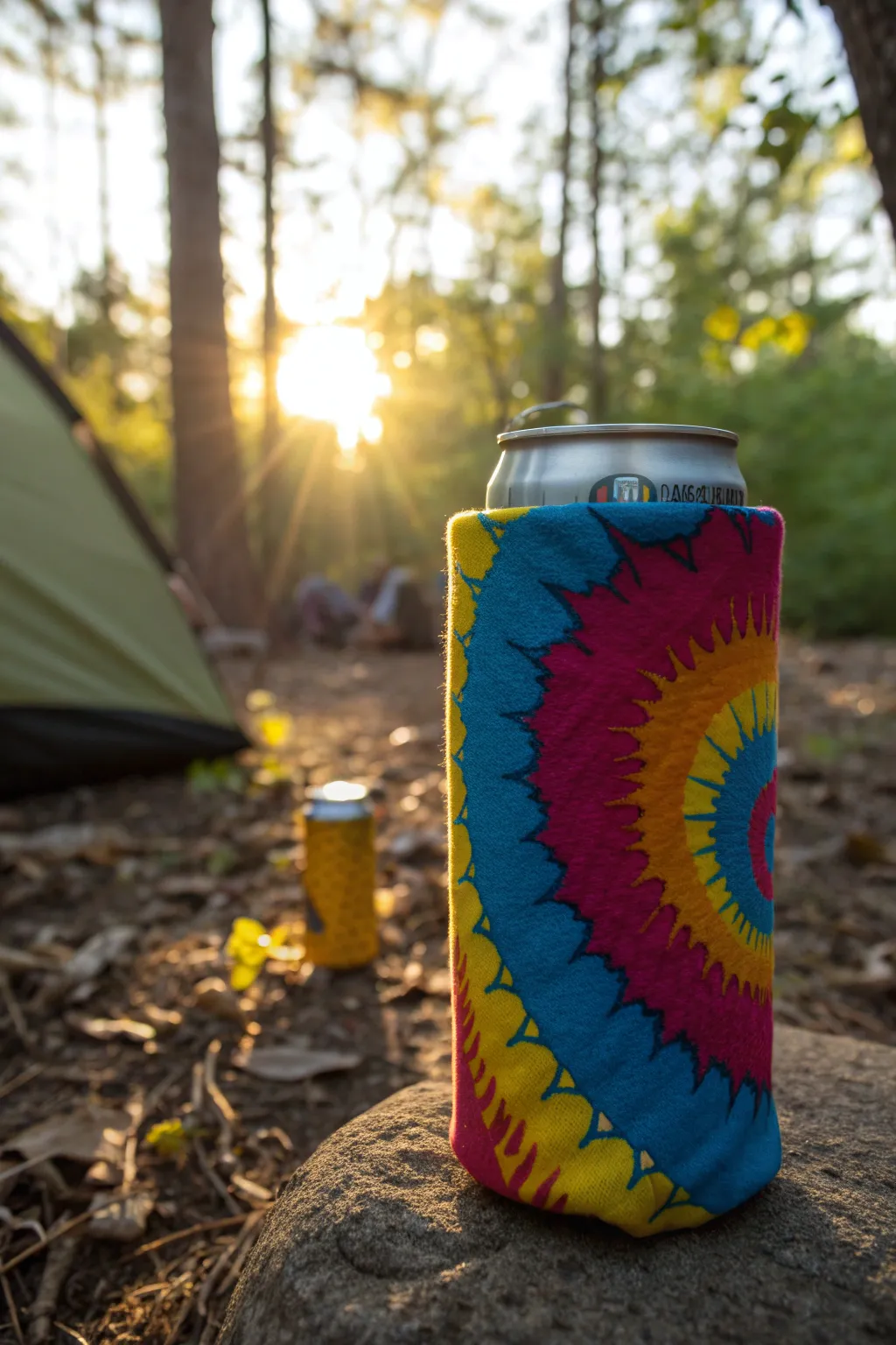 Bring the festival vibe to your campsite with these vibrant tie-dye koozies!