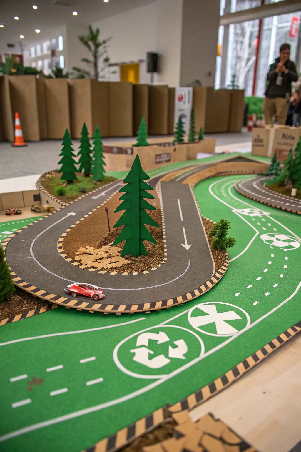 Race towards a greener future with our eco-friendly cardboard track!