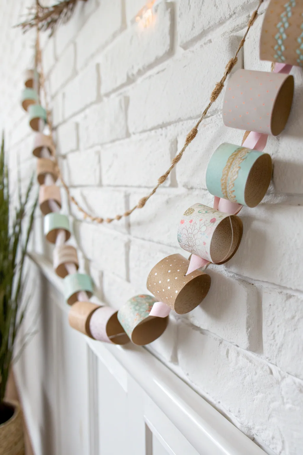 Craft with elegance: Elevate your space with a handmade cardboard tube garland, perfect for adding a touch of festive charm.