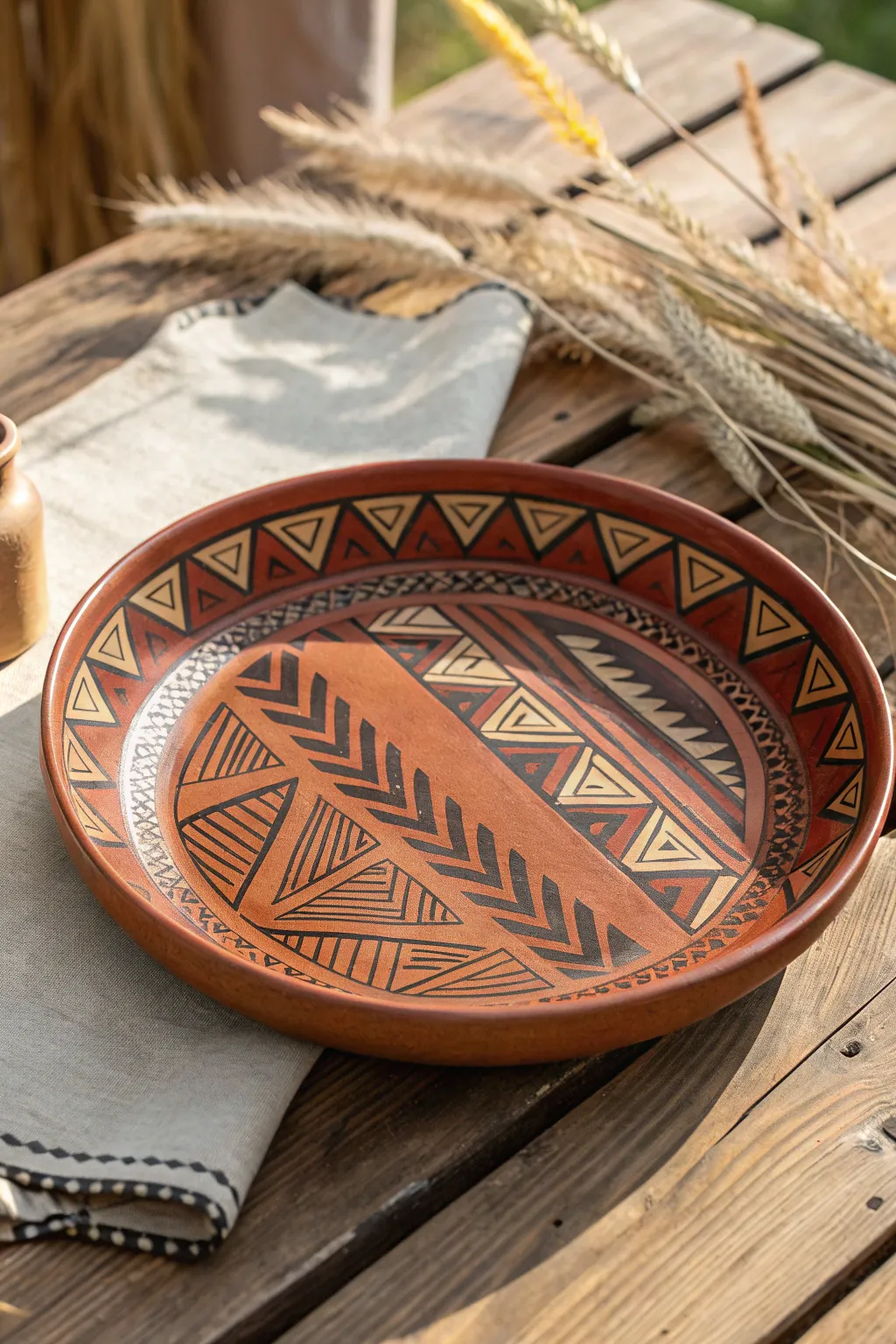 Embrace the artistry of tribal textures with this stunning ceramic plate, where simplicity meets cultural sophistication.