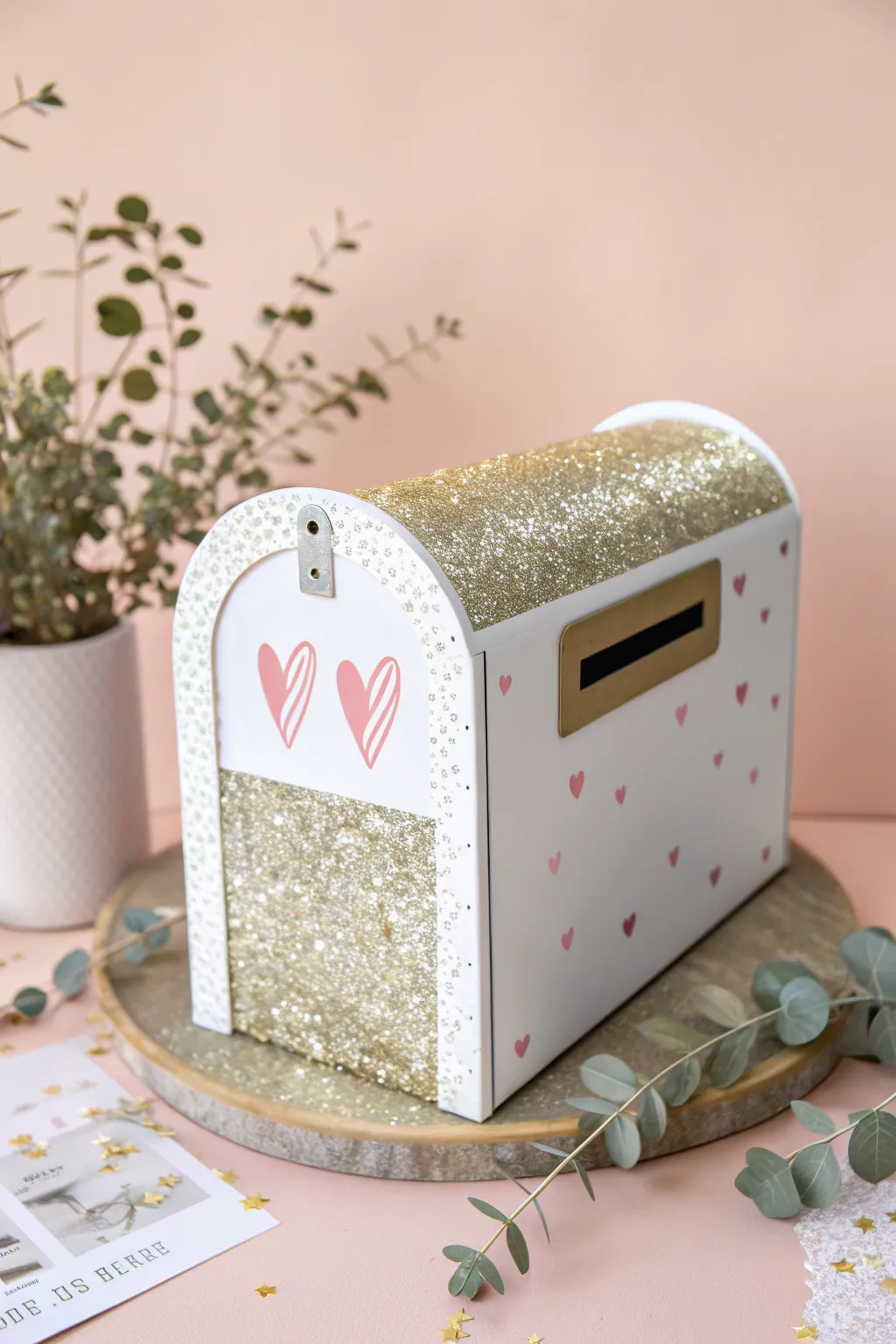 Add a touch of sparkle to your Valentine's Day with this stunning glitter mailbox!