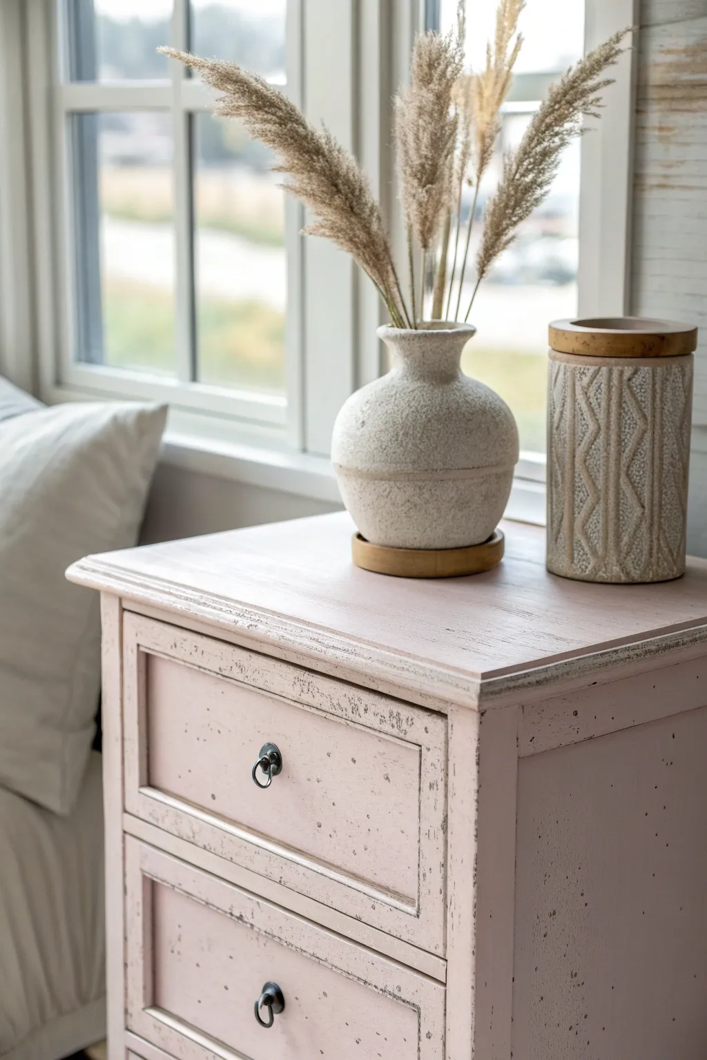 Transform your nightstand with textured chalk paint for a chic, minimalist update.