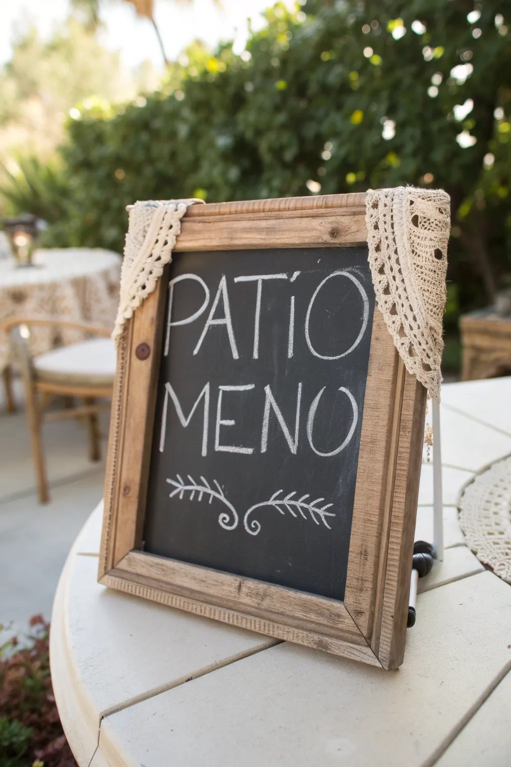 Elevate your patio gatherings with a charming chalkboard menu.