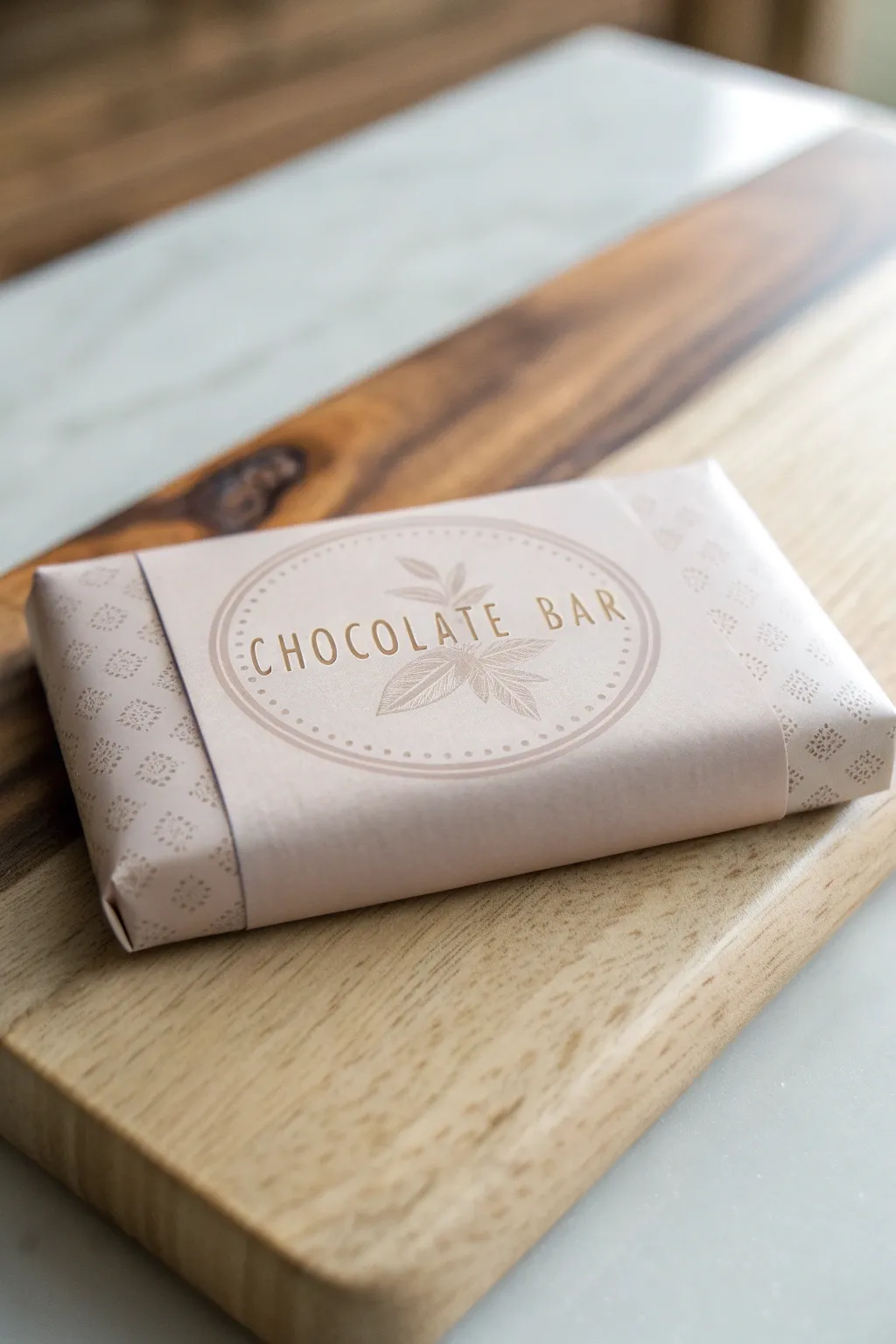 Elevate your chocolate gift with personalized stamped wrapping for a touch of elegance and simplicity.