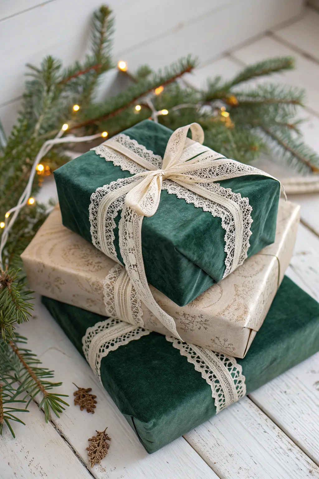 Elevate your gift wrapping with layered textures for a touch of luxury this Christmas.